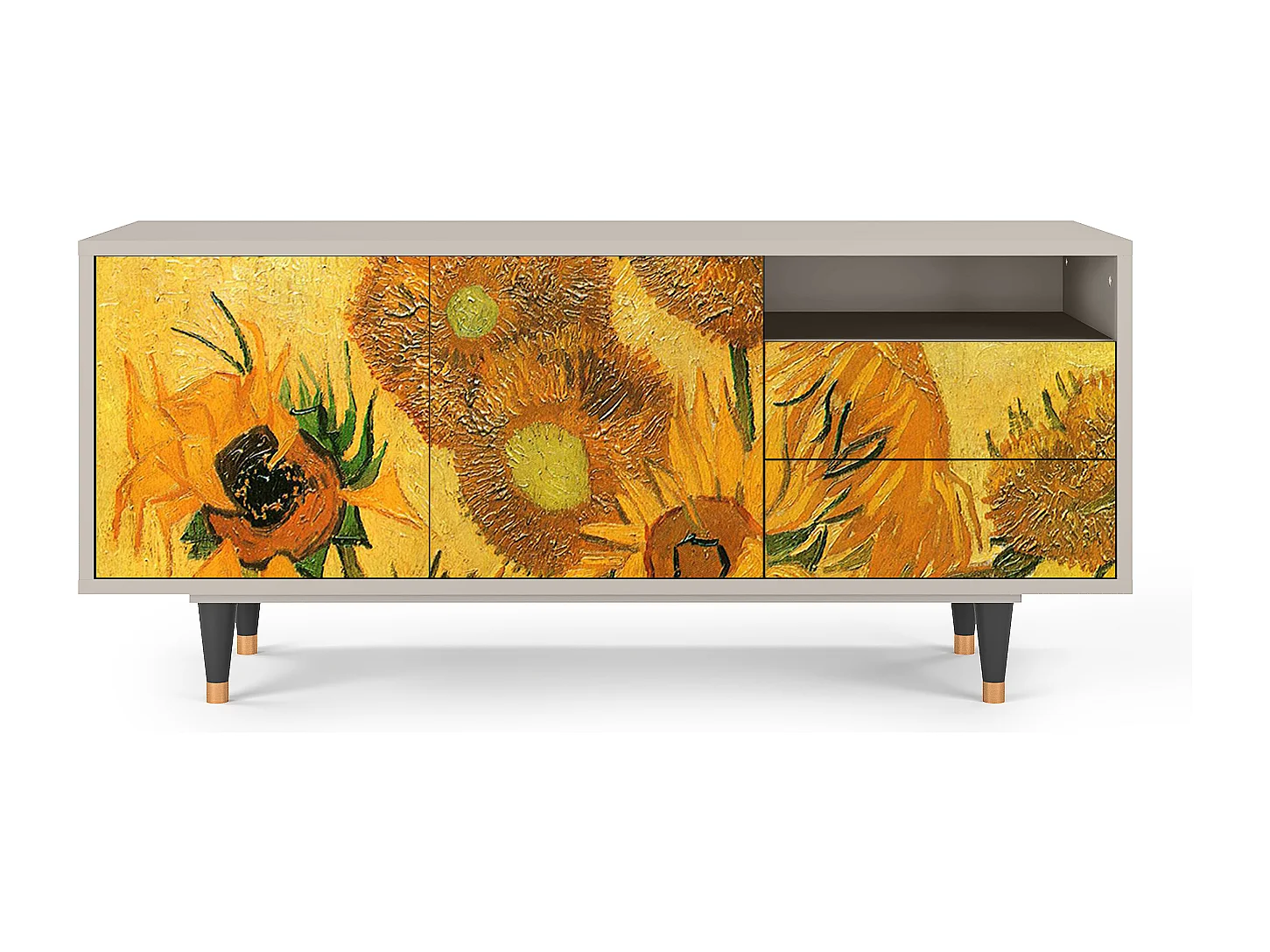 Mueble de TV - 125х56х41 cm - T7 - Sunflowers, Areia