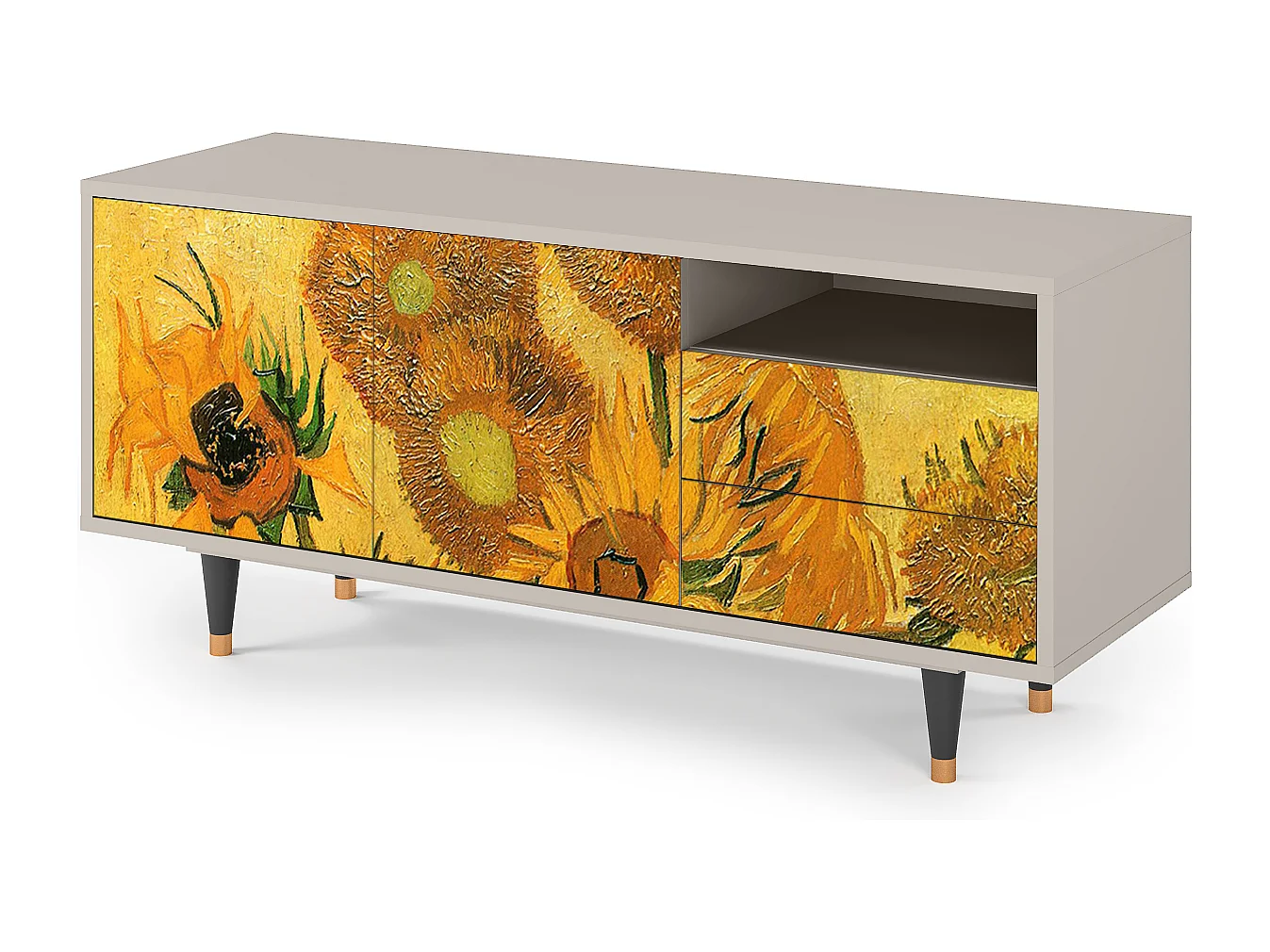Meuble TV - 125х56х41 cm - T7 - Sunflowers, Sable