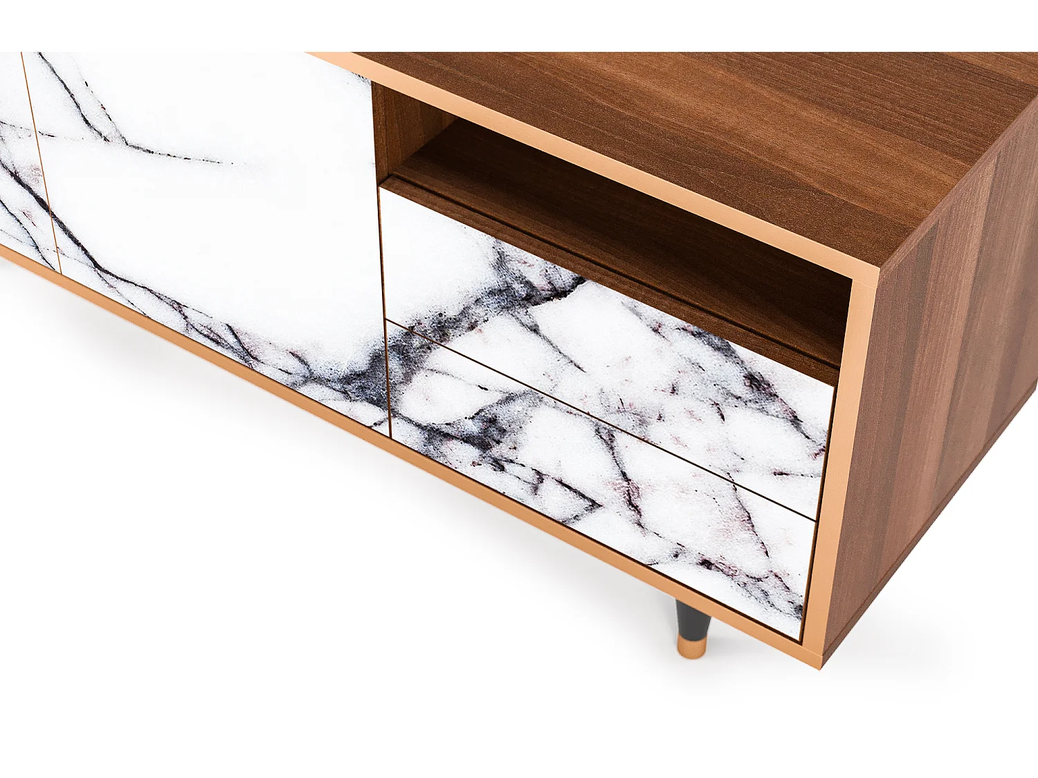 Meuble TV - 125х56х41 cm - T7 - Raven Marble, Noyer