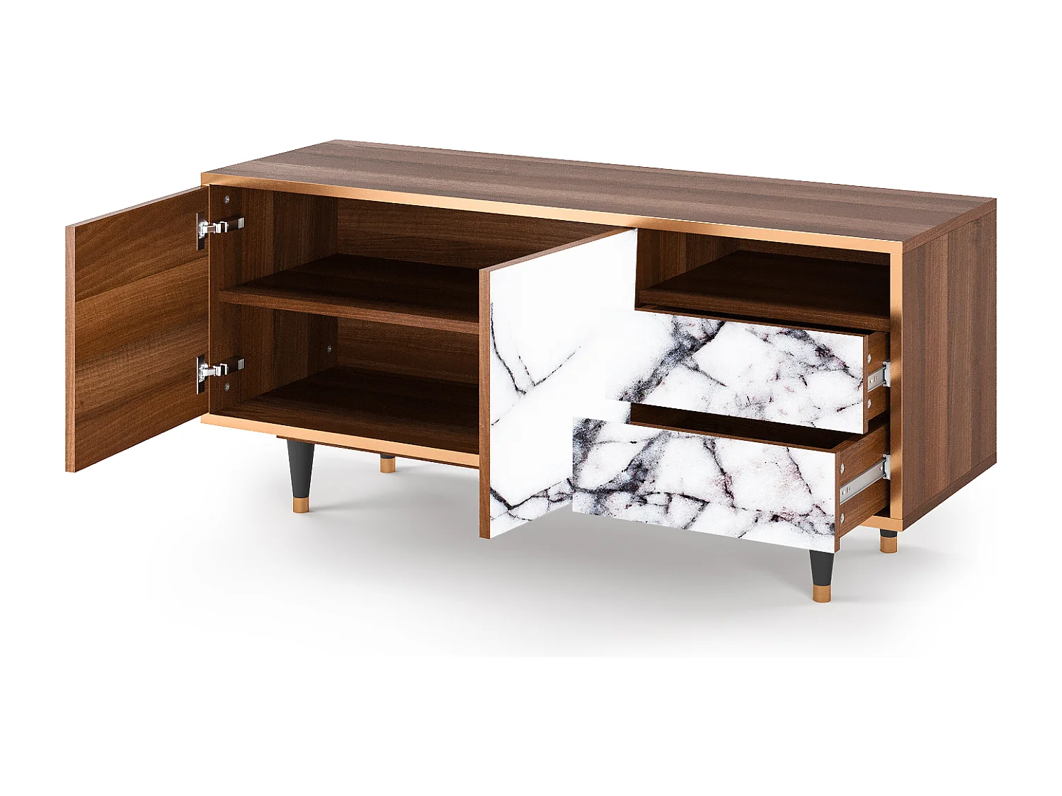 Meuble TV - 125х56х41 cm - T7 - Raven Marble, Noyer