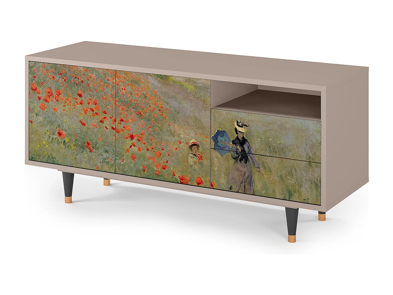 Meuble TV - 125х56х41 cm - T7 - The Poppy Field   , Latte