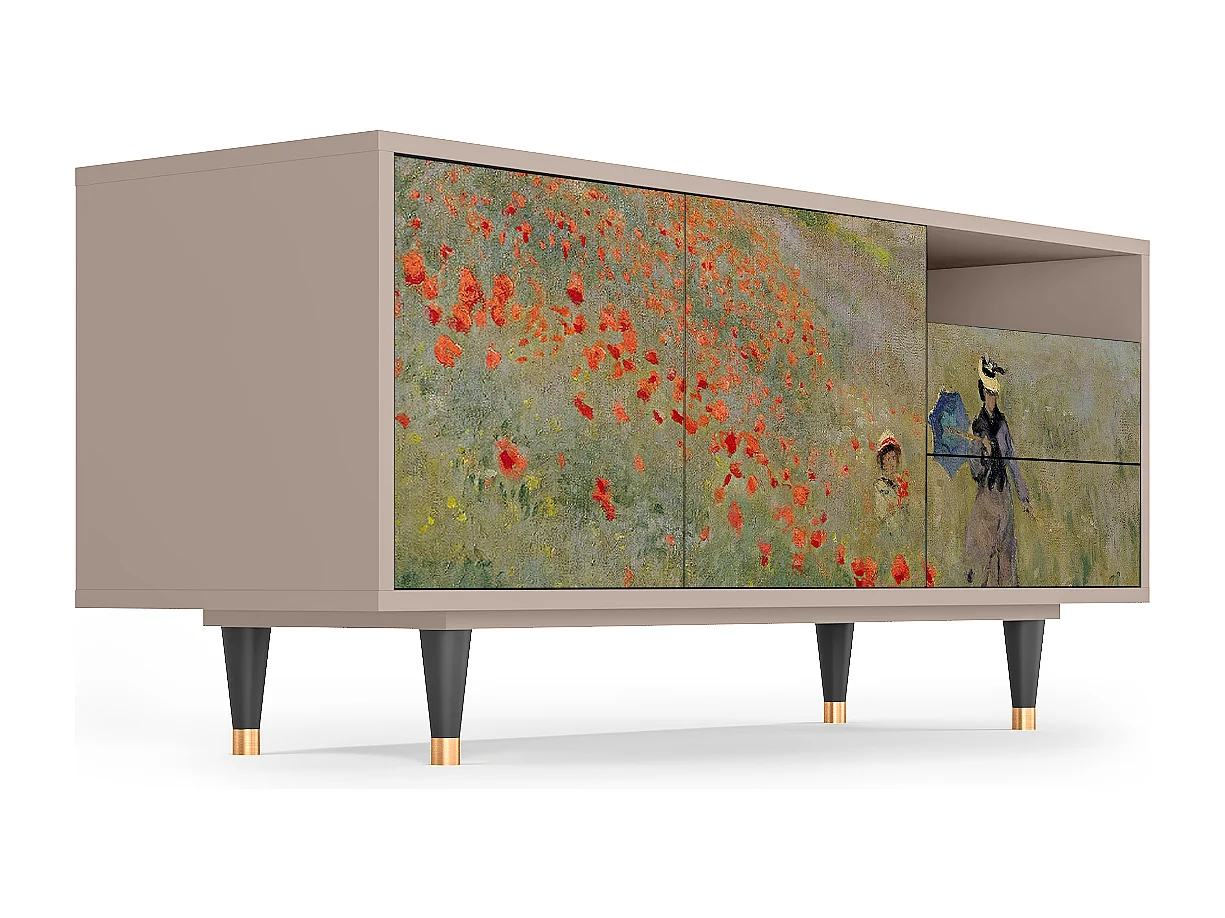 Meuble TV - 125х56х41 cm - T7 - The Poppy Field   , Latte