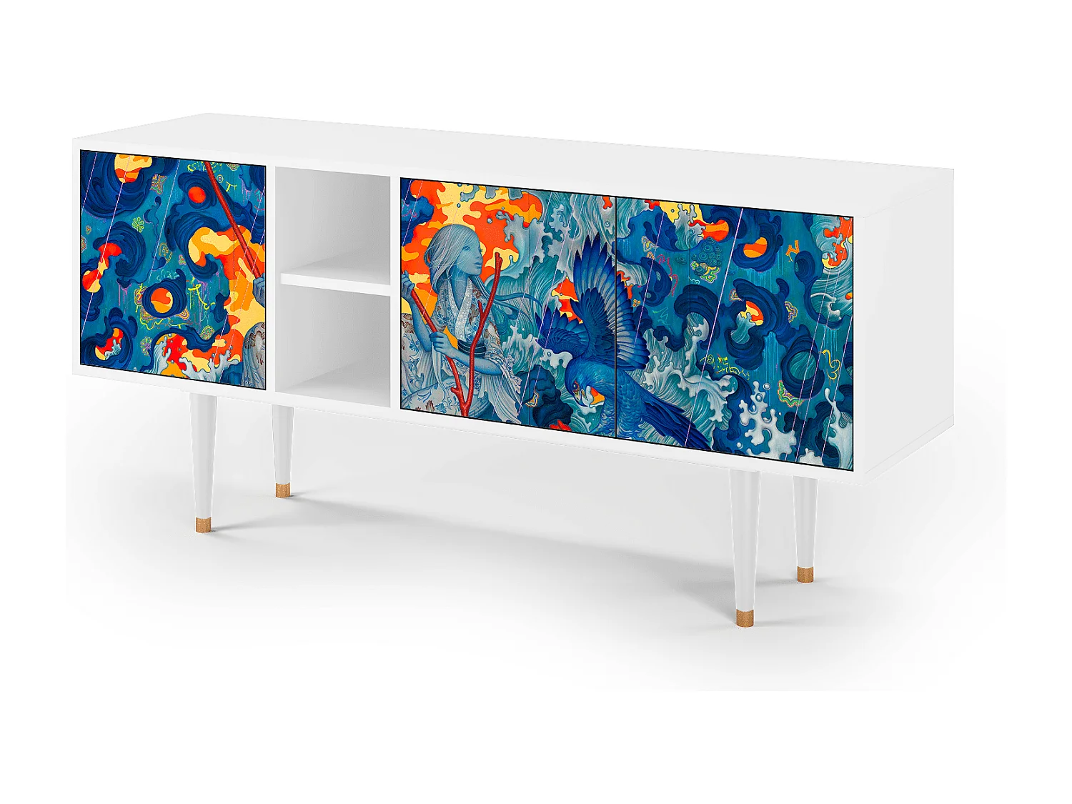 Mobile TV - 150х69х41 cm - T5 - The Girl - James Jean, Bianco