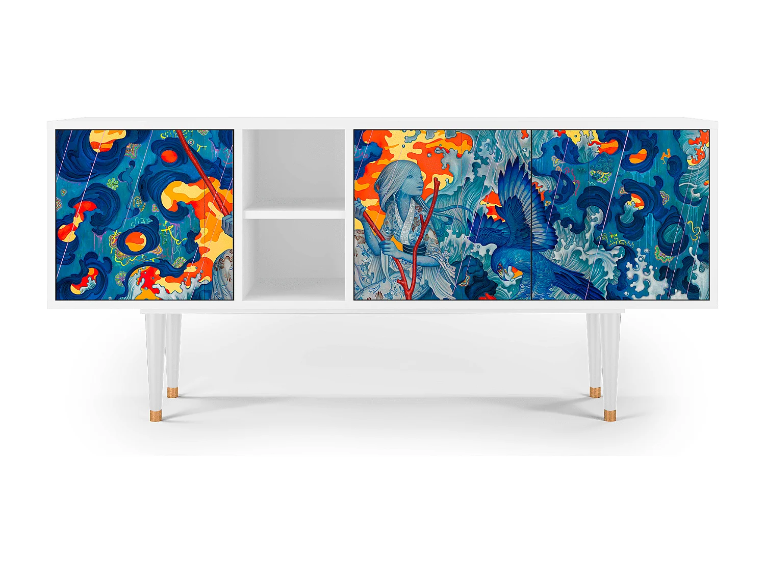 TV-meubel - 150х69х41 cm - T5 - The Girl - James Jean, Wit