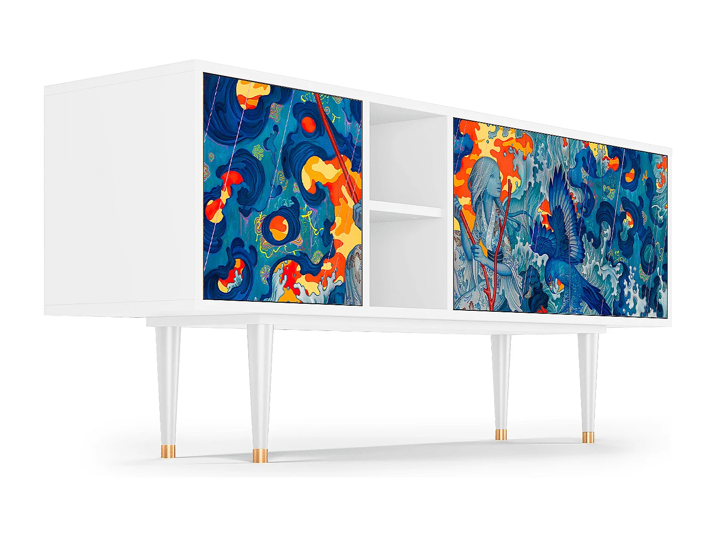 TV-meubel - 150х69х41 cm - T5 - The Girl - James Jean, Wit