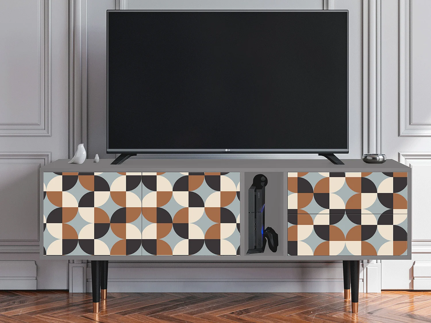 Szafka RTV - 170х69х48 cm - T1 - Brown Sensation, Szary