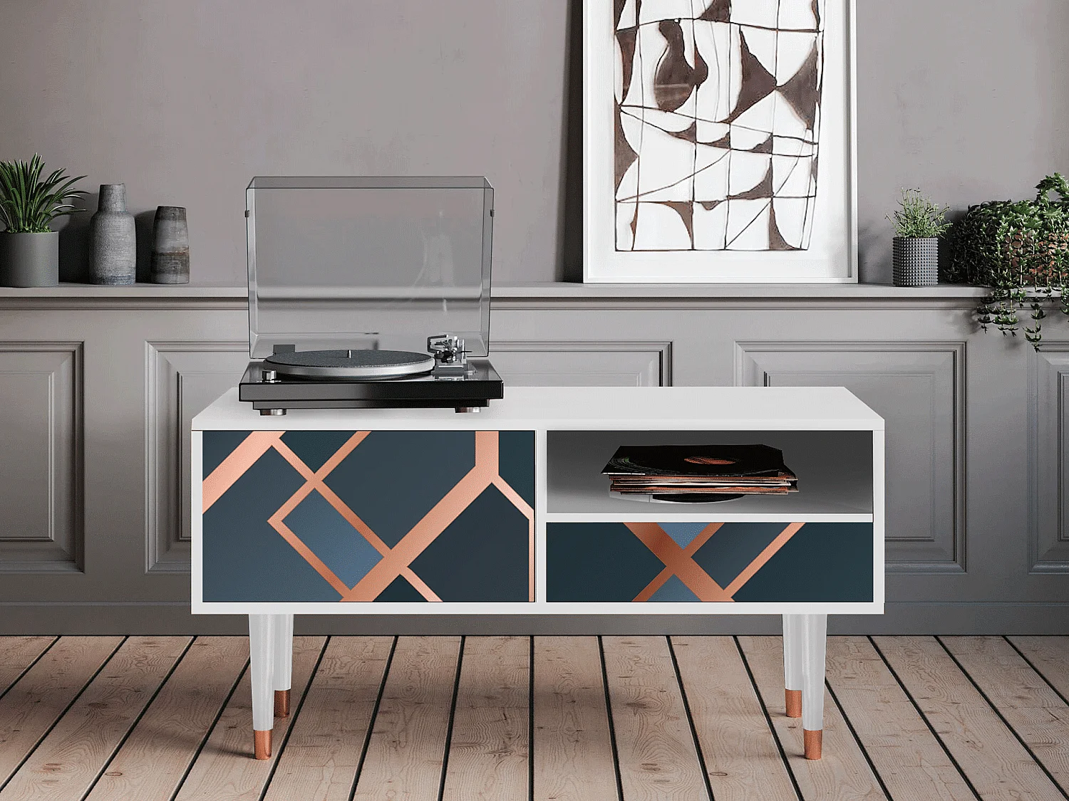 Meuble TV - 115х59х48 cm - T3 - Ashy 1920', Blanc