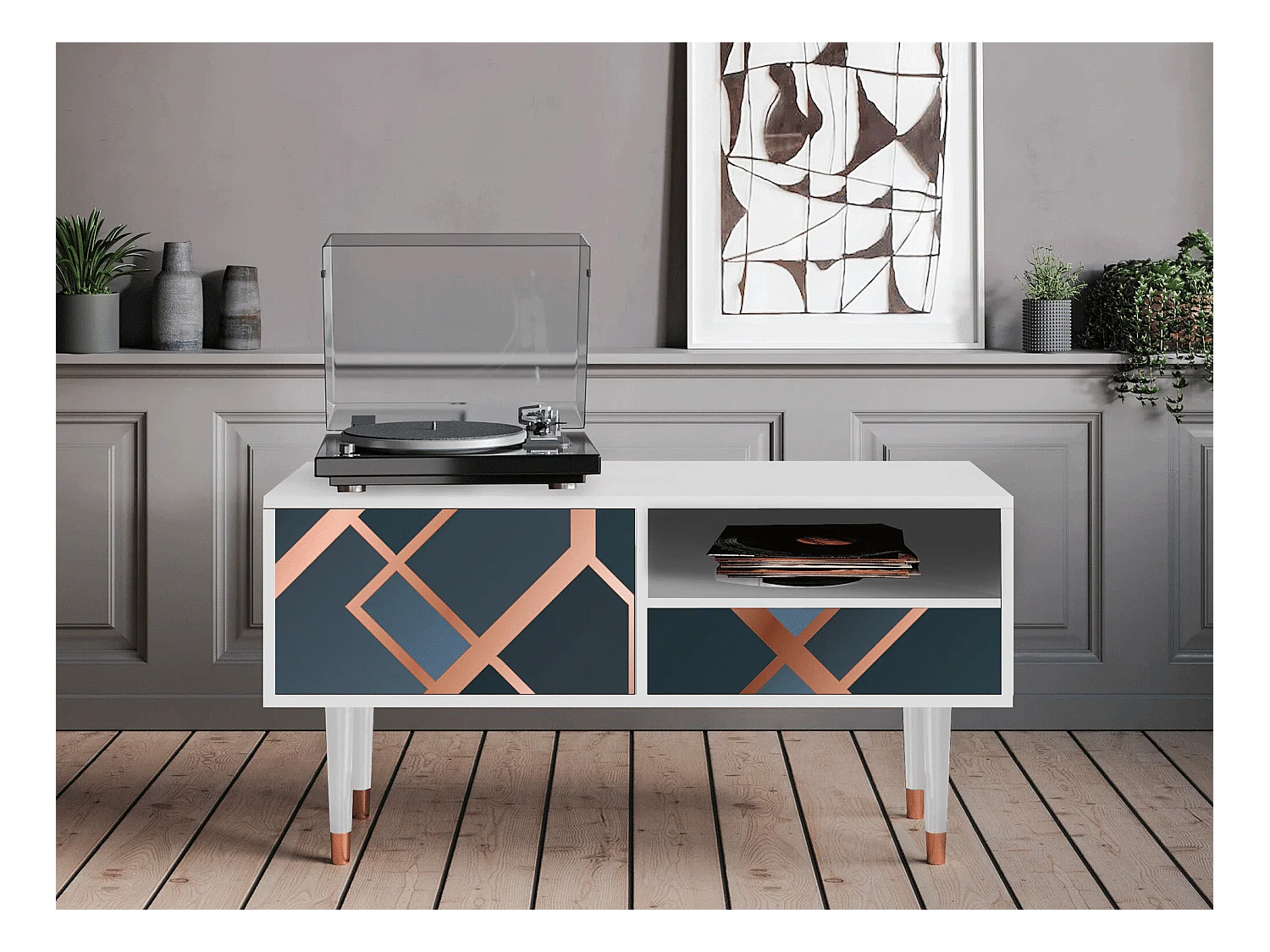 Meuble TV - 115х59х48 cm - T3 - Ashy 1920', Blanc