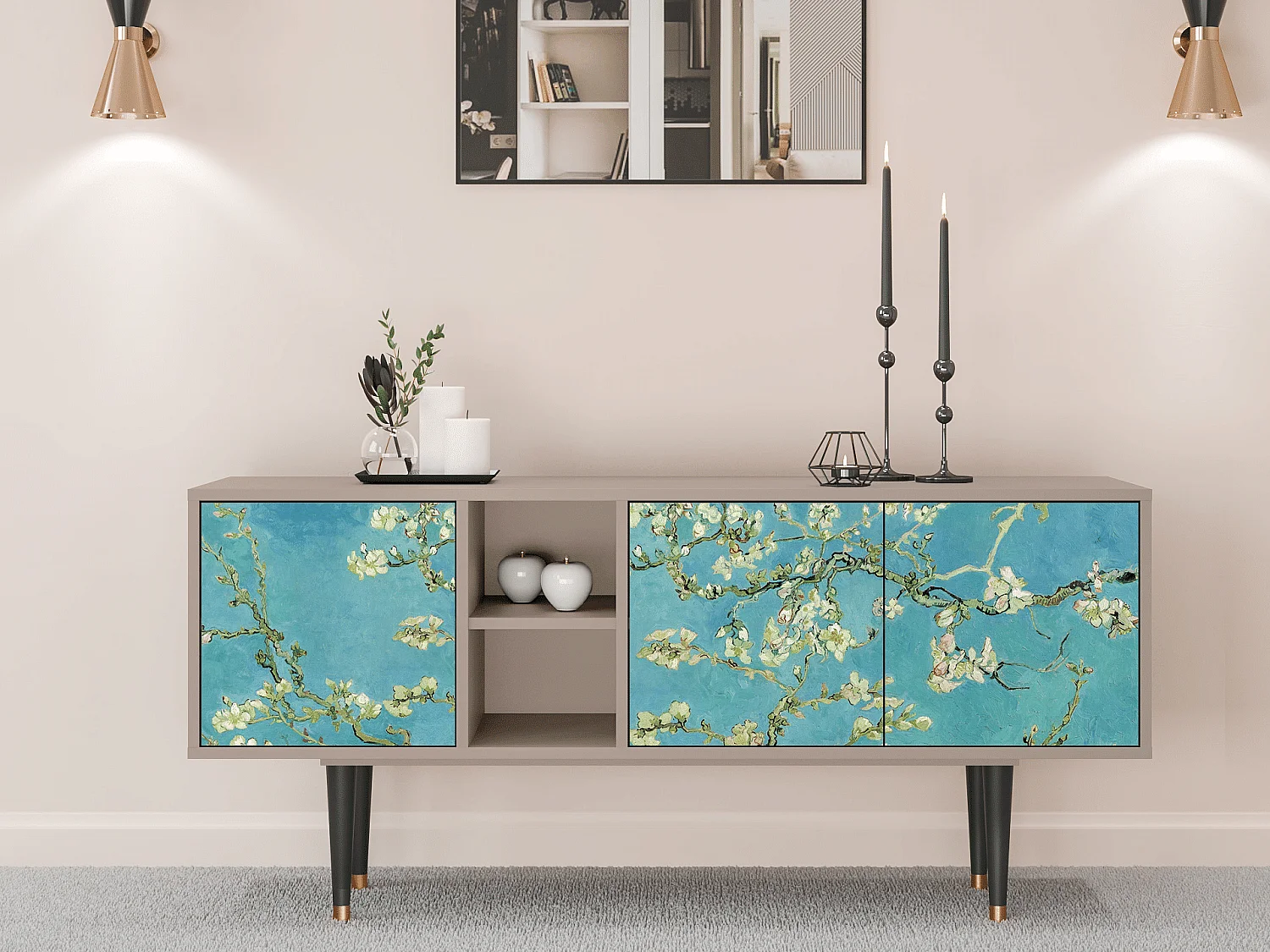 Mueble de TV - 150х69х41 cm - T5 - Almond Blossom, Latte