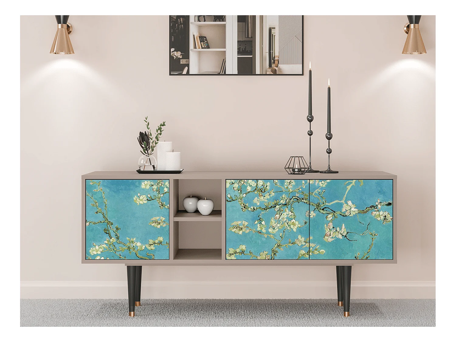 Meuble TV - 150х69х41 cm - T5 - Almond Blossom, Latte