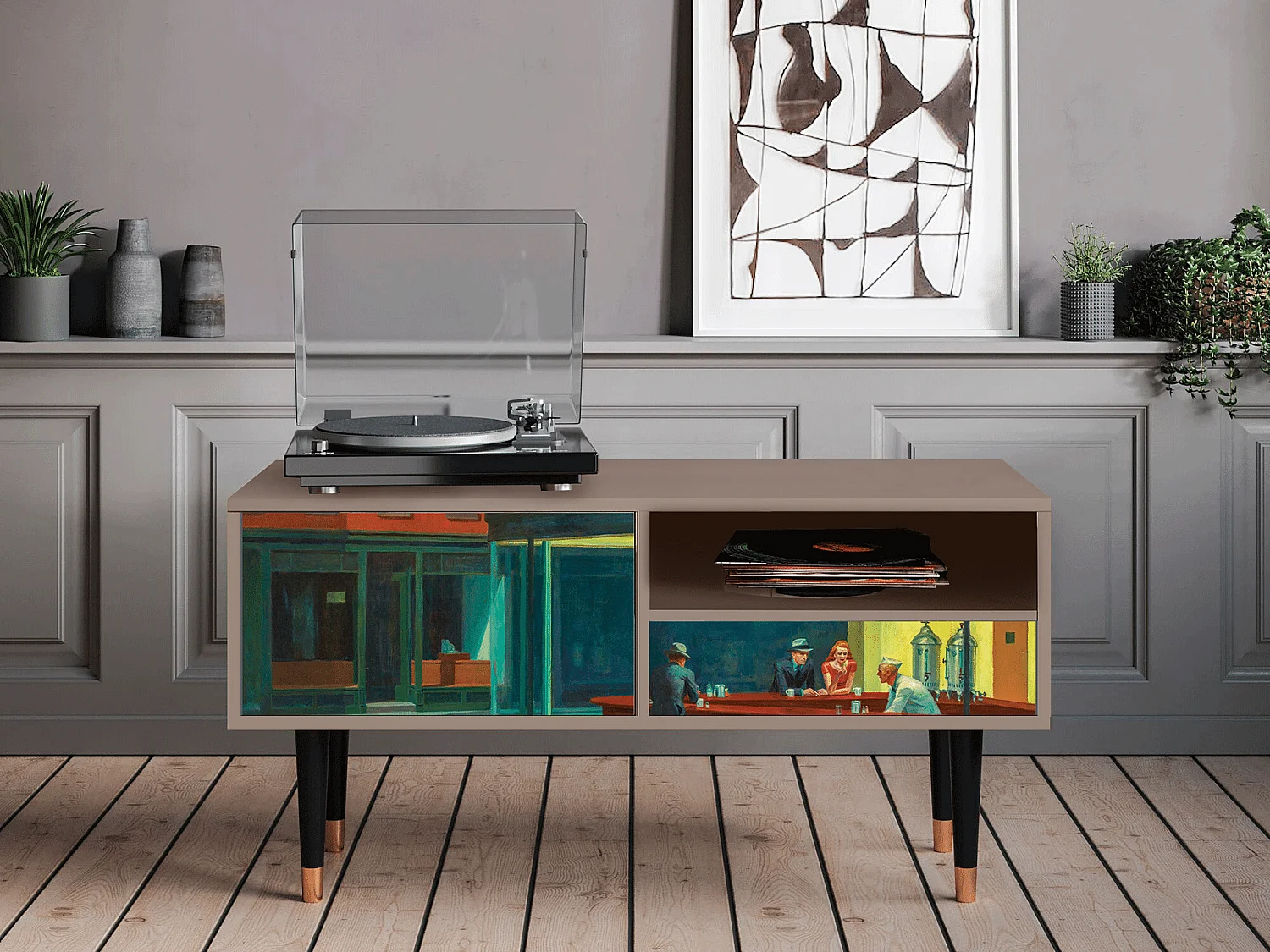 TV-Möbel - 115х59х48 cm - T3 - Nighthawks by Hopper, Latte