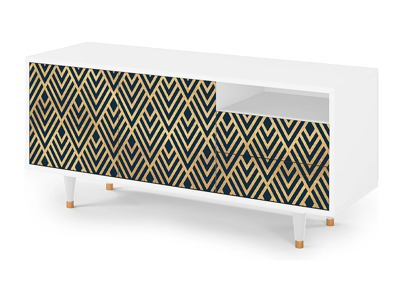 TV-meubel - 125х56х41 cm - T7 - Egypt Triangles, Wit