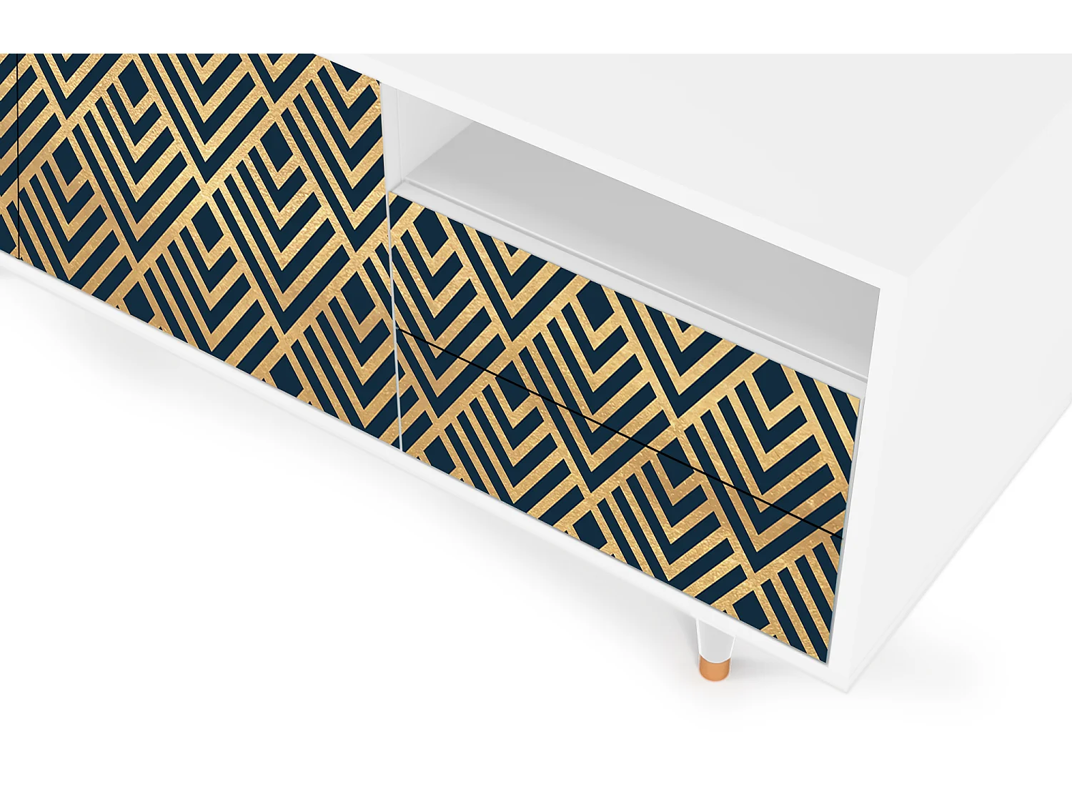 TV-Möbel - 125х56х41 cm - T7 - Egypt Triangles, Weiß