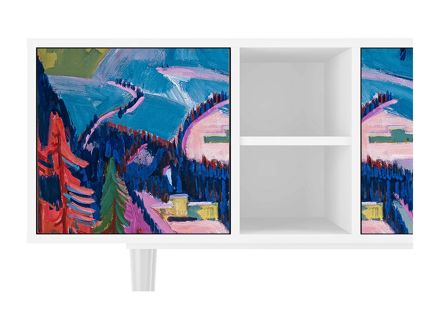 Mueble de TV - 150х69х41 cm - T5 - Davos Winter, Blanco