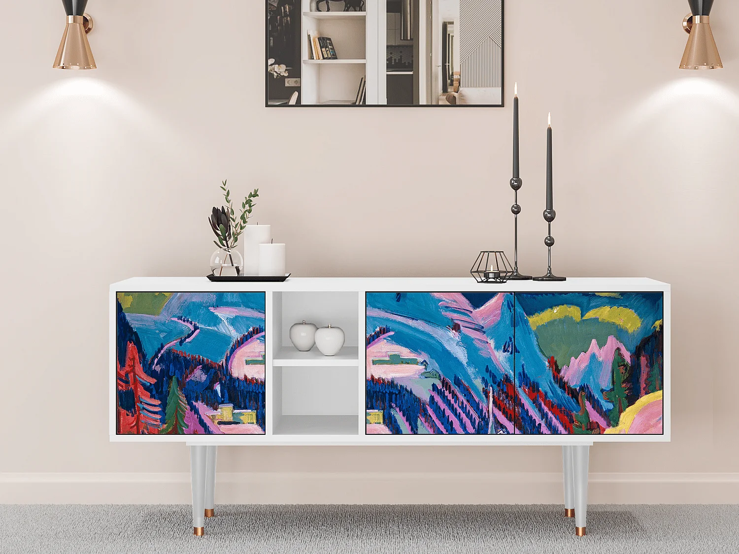 TV-Möbel - 150х69х41 cm - T5 - Davos Winter, Weiß