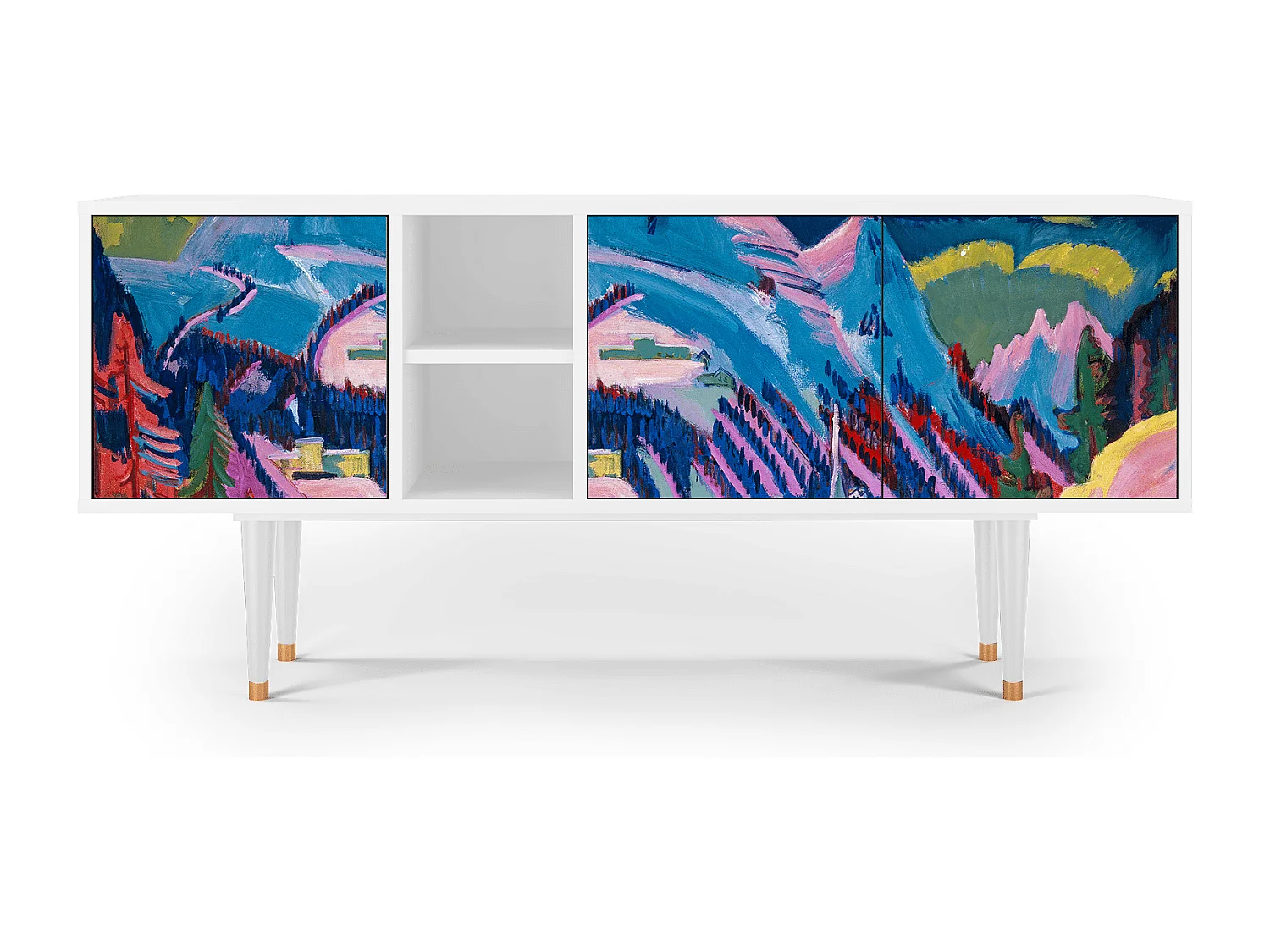 Meuble TV - 150х69х41 cm - T5 - Davos Winter, Blanc