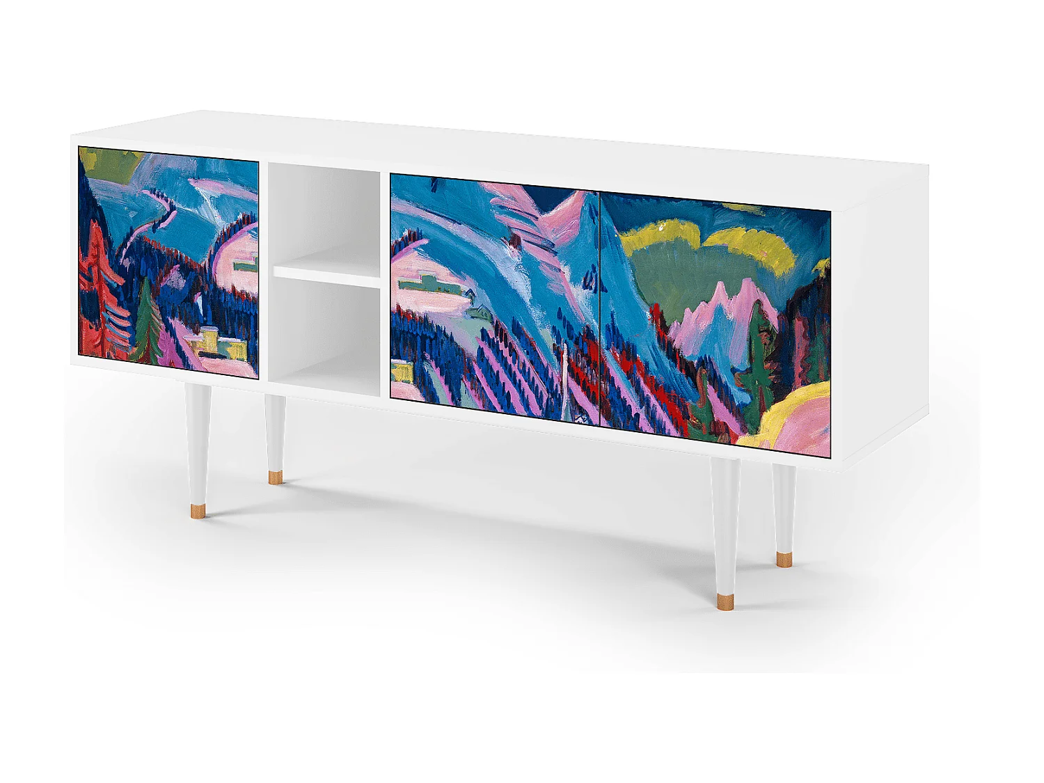 Meuble TV - 150х69х41 cm - T5 - Davos Winter, Blanc