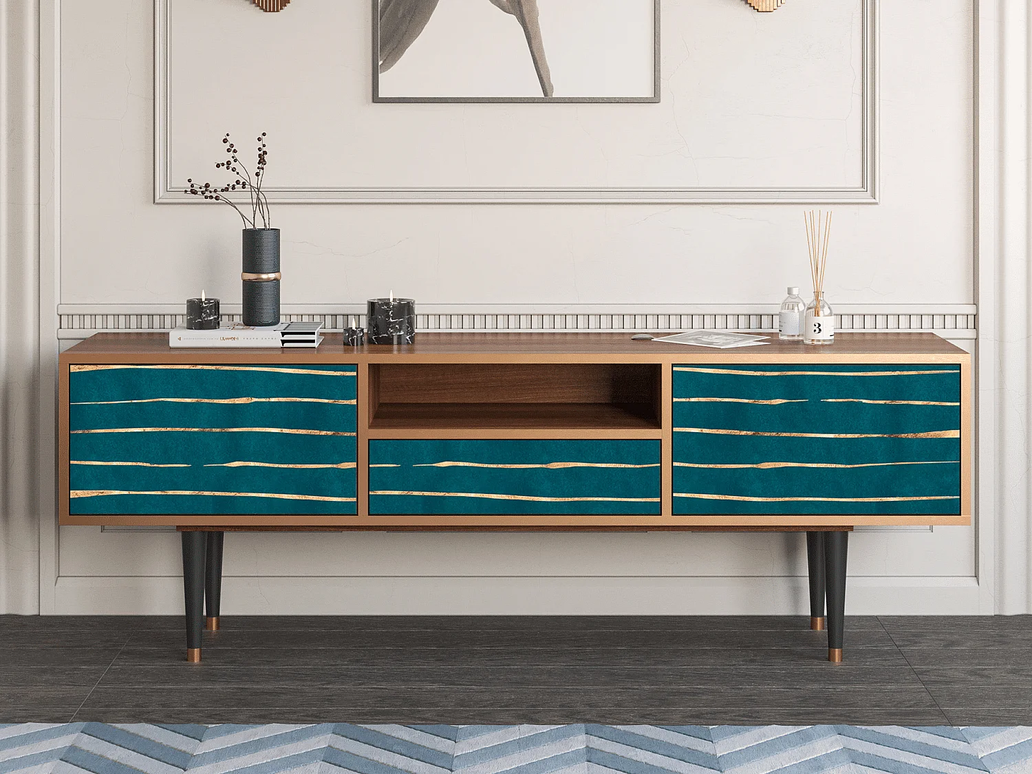 Meuble TV - 170х59х41 cm - T6 - Ocean Drive, Noyer