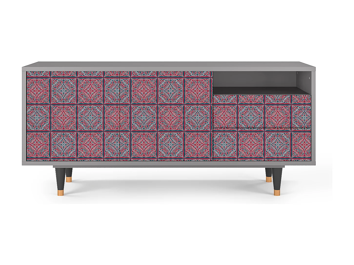 Mueble de TV - 125х56х41 cm - T7 - Riviera Mosaic, Cinza