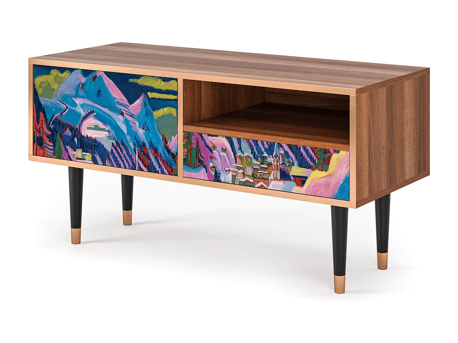 Mueble de TV - 115х59х48 cm - T3 - Davos Winter, Nogal