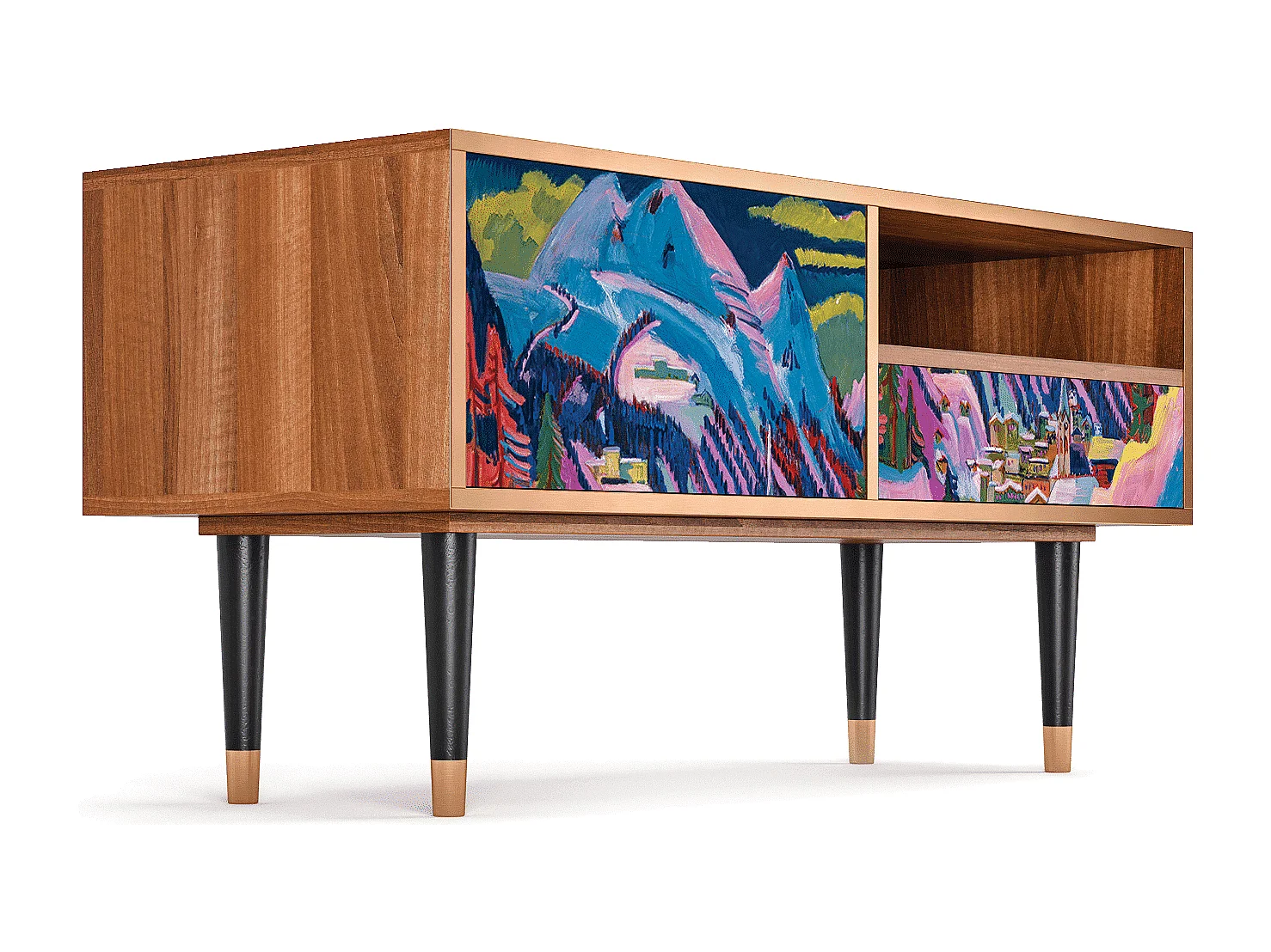 Mueble de TV - 115х59х48 cm - T3 - Davos Winter, Nogal