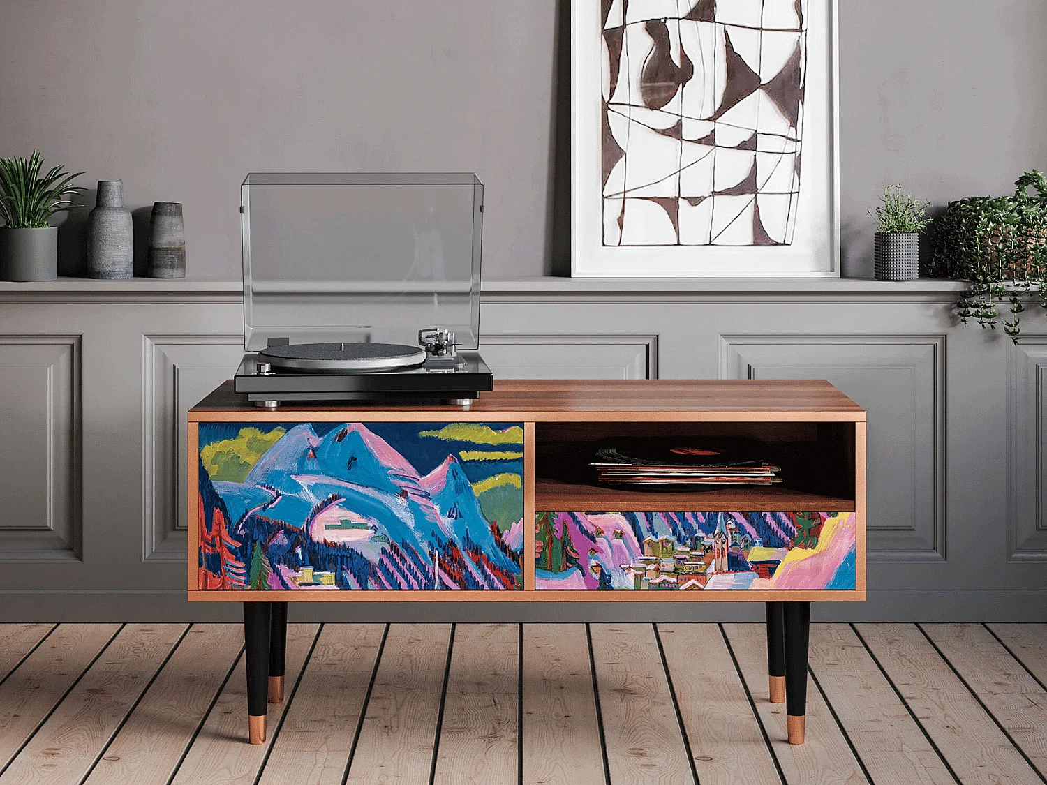 Meuble TV - 115х59х48 cm - T3 - Davos Winter, Noyer