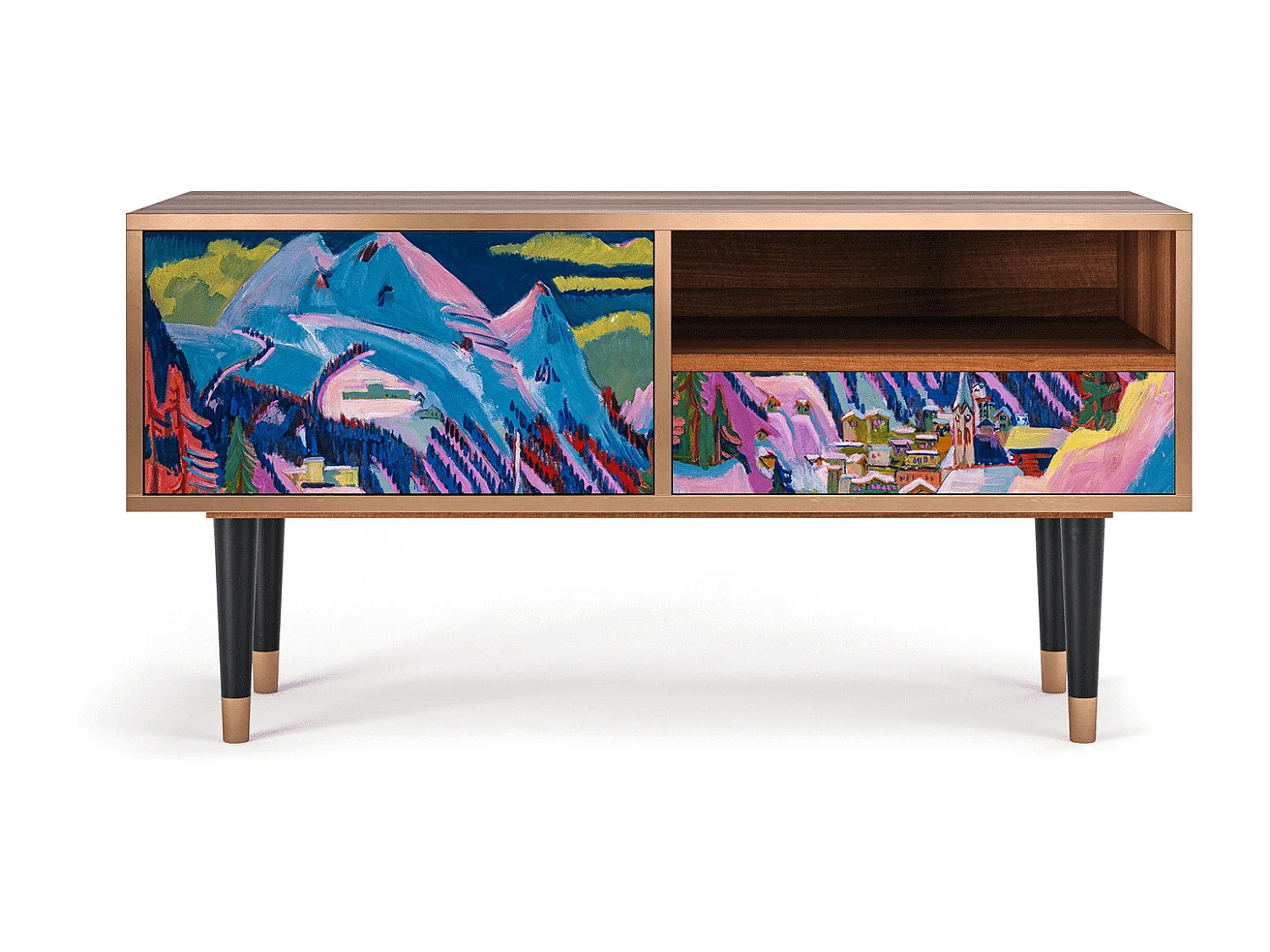 Meuble TV - 115х59х48 cm - T3 - Davos Winter, Noyer