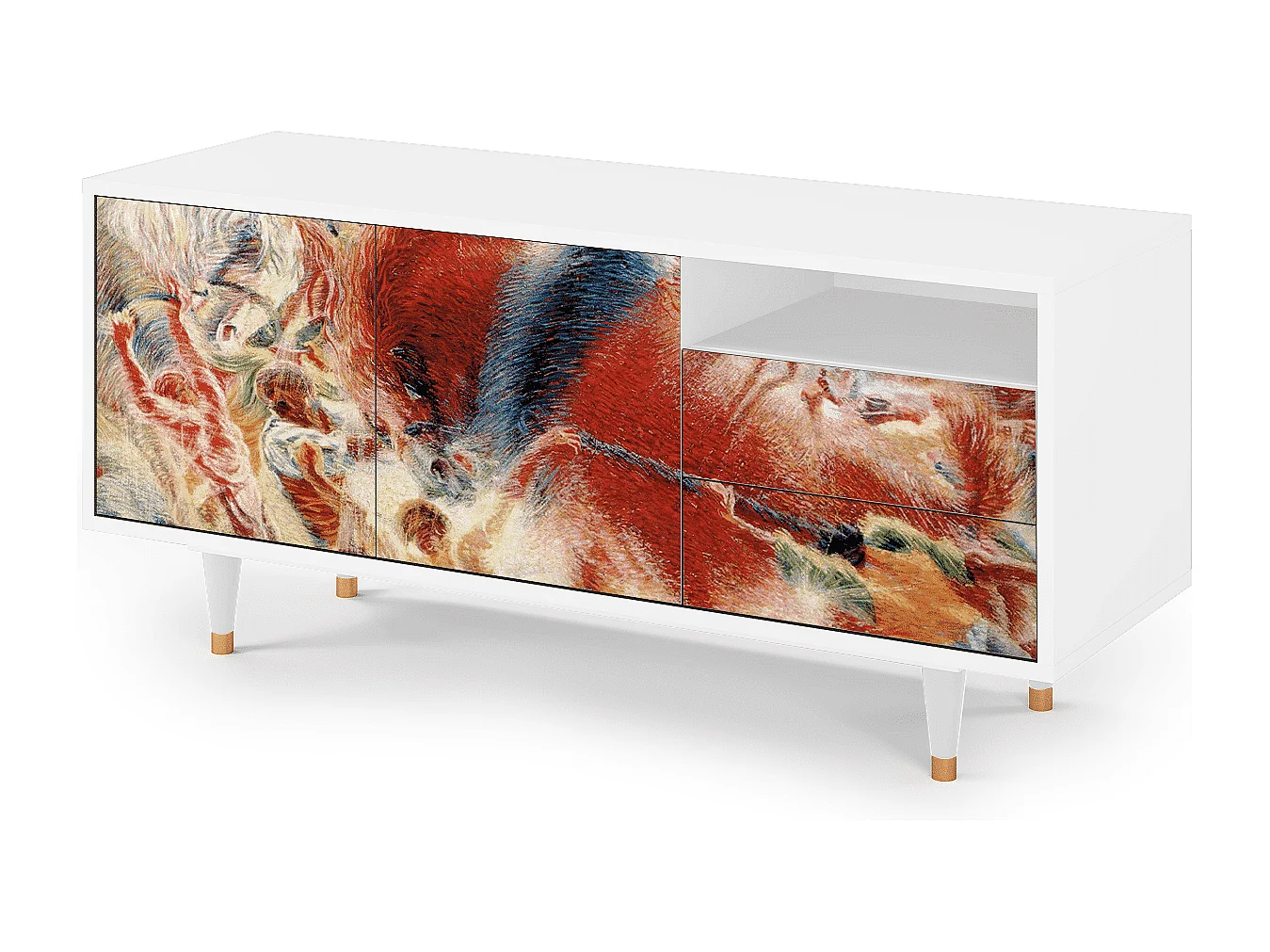 Mobile TV - 125х56х41 cm - T7 - The City Rises, Bianco