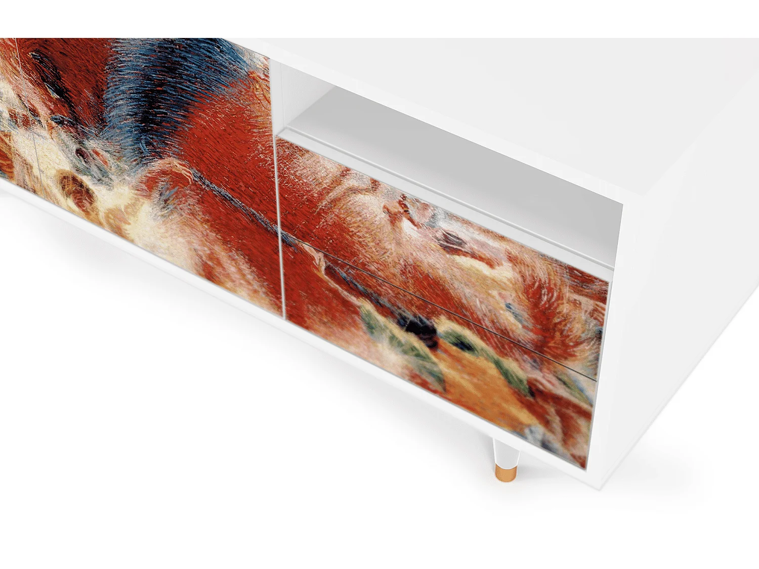 Meuble TV - 125х56х41 cm - T7 - The City Rises, Blanc