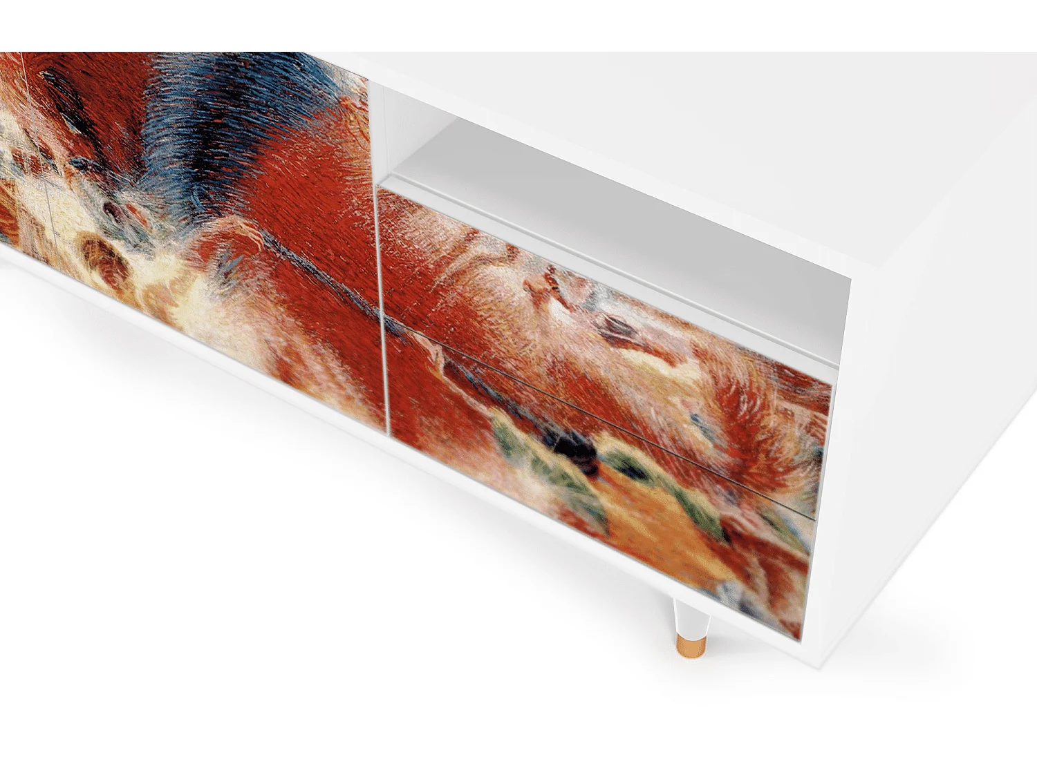 Meuble TV - 125х56х41 cm - T7 - The City Rises, Blanc