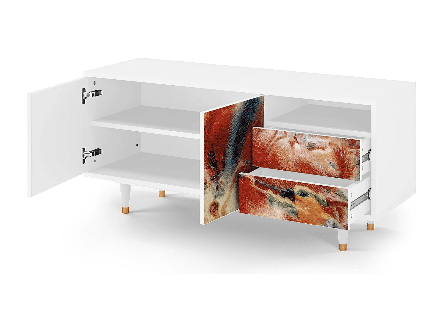 Meuble TV - 125х56х41 cm - T7 - The City Rises, Blanc