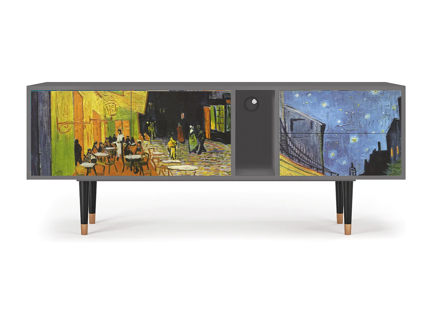 Mueble de TV - 170х69х48 cm - T1 - Café Terrace at Night, Gris