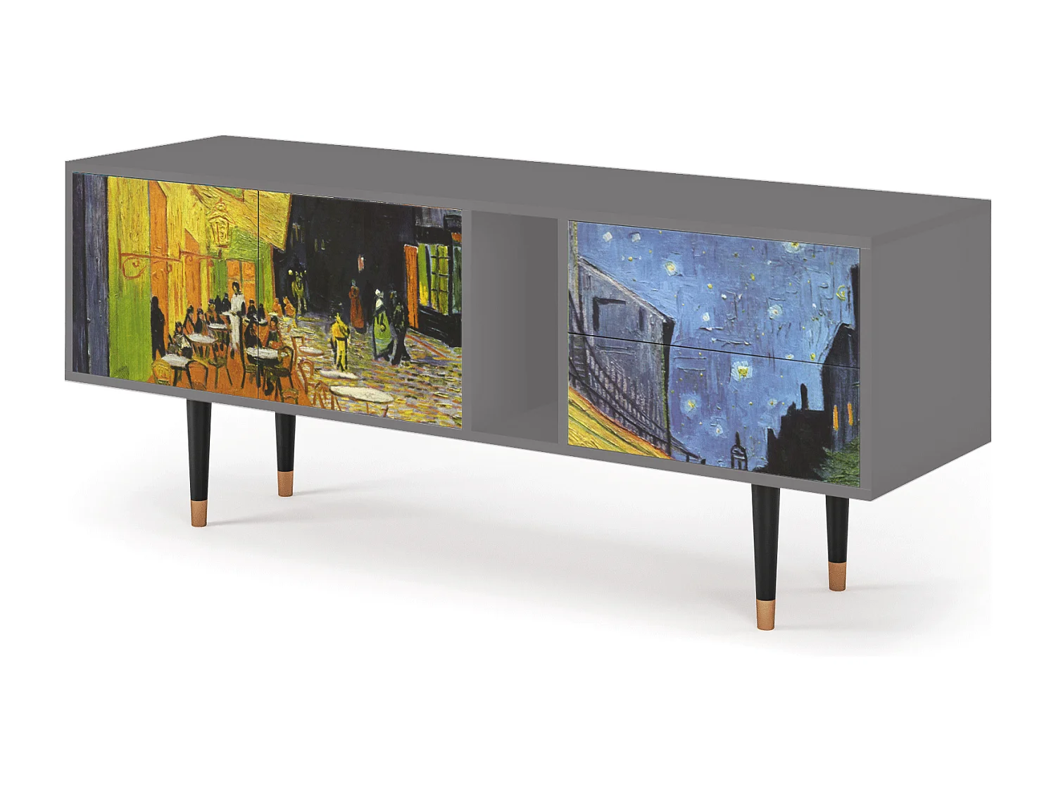 Szafka RTV - 170х69х48 cm - T1 - Café Terrace at Night, Szary