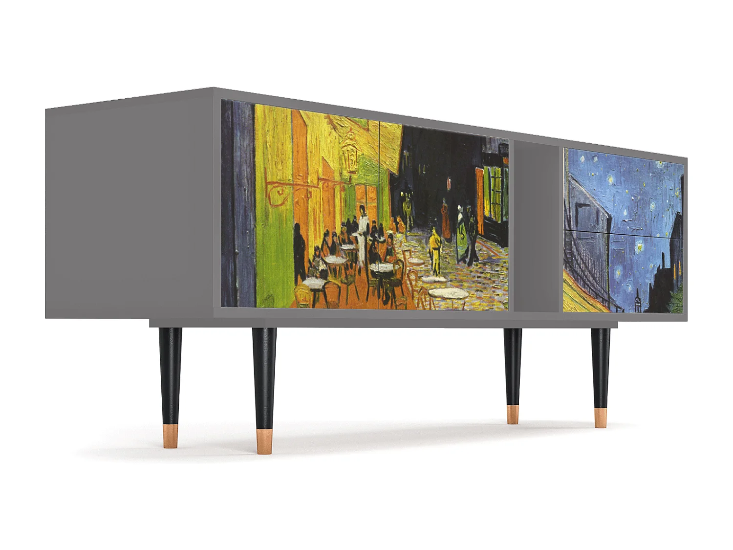 Szafka RTV - 170х69х48 cm - T1 - Café Terrace at Night, Szary