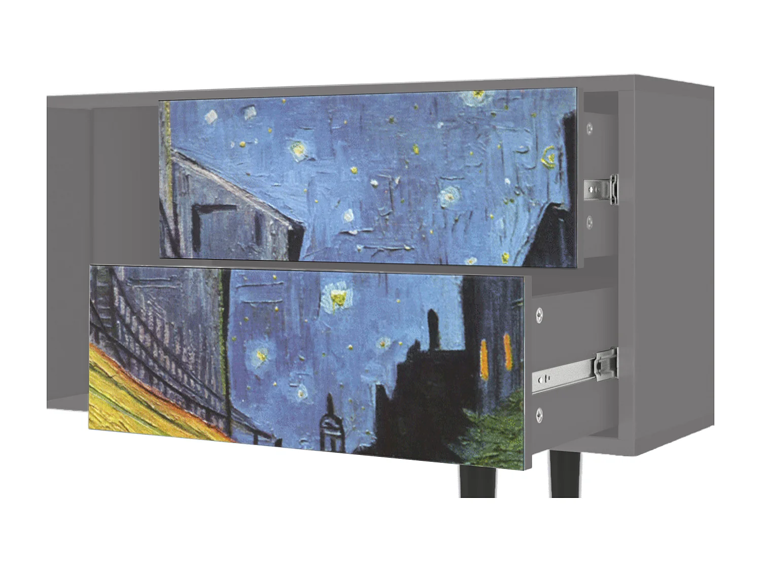 Szafka RTV - 170х69х48 cm - T1 - Café Terrace at Night, Szary