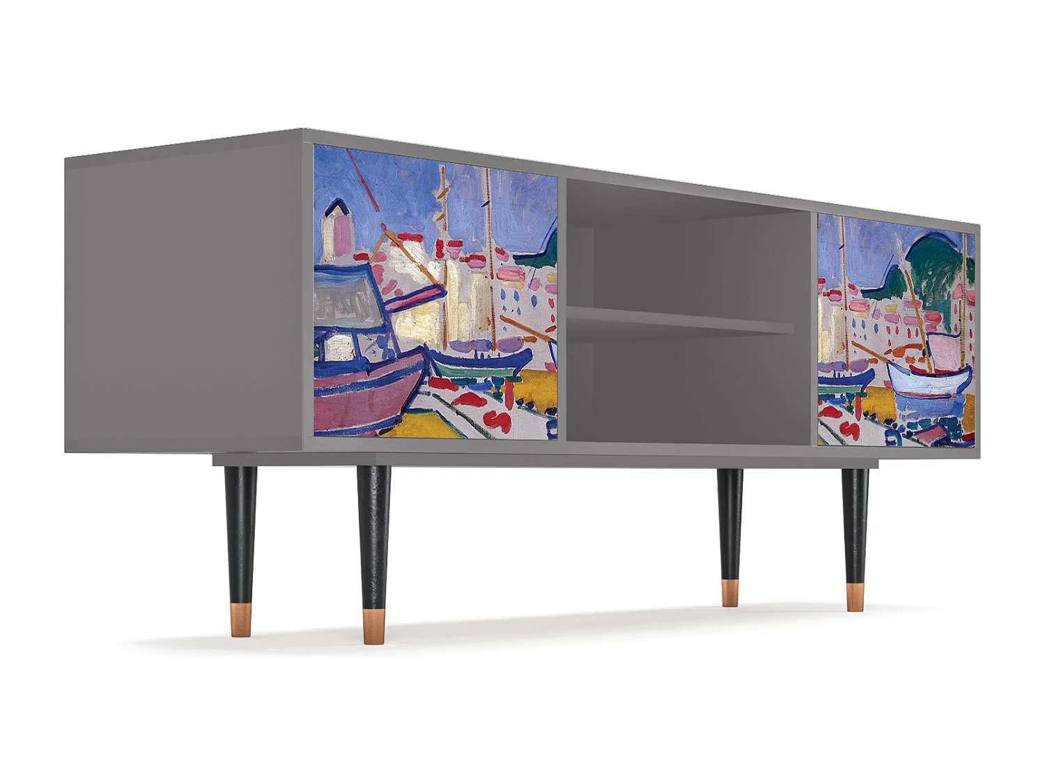 Meuble TV - 170х69х48 cm - T2 - The Port of Collioure , Gris