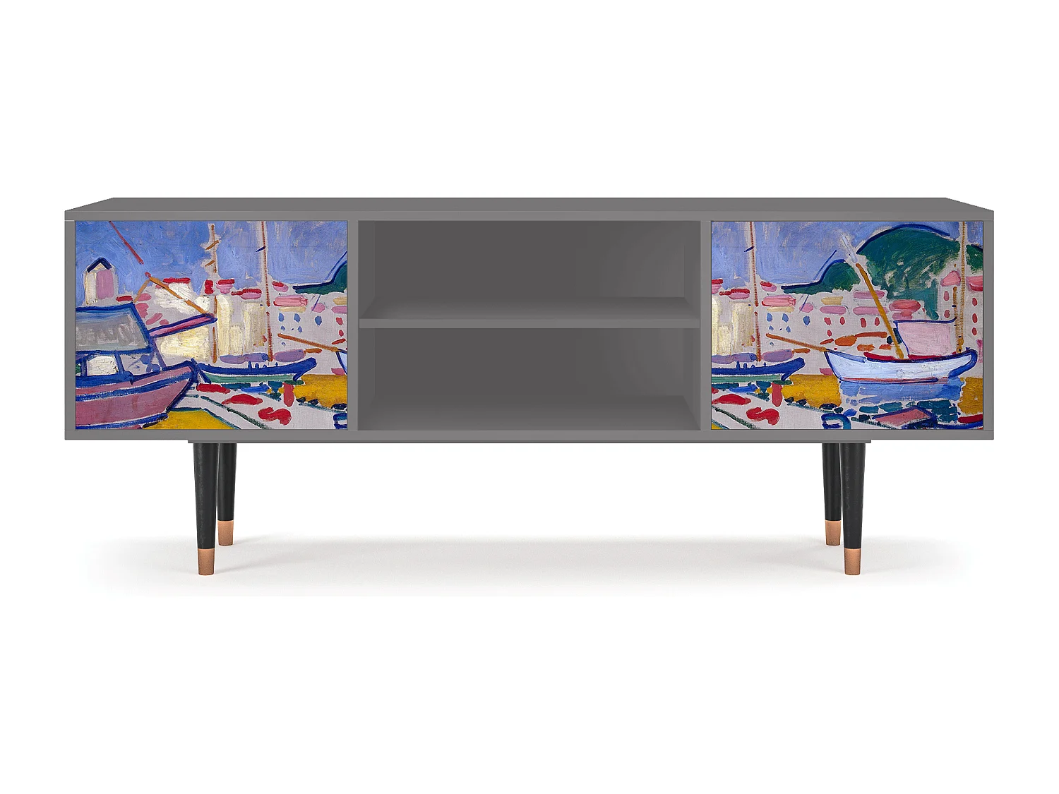 Szafka RTV - 170х69х48 cm - T2 - The Port of Collioure , Szary