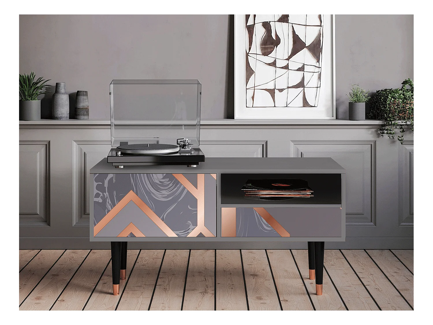 Mobile TV - 115х59х48 cm - T3 - Taupe Anatomy, Grigio