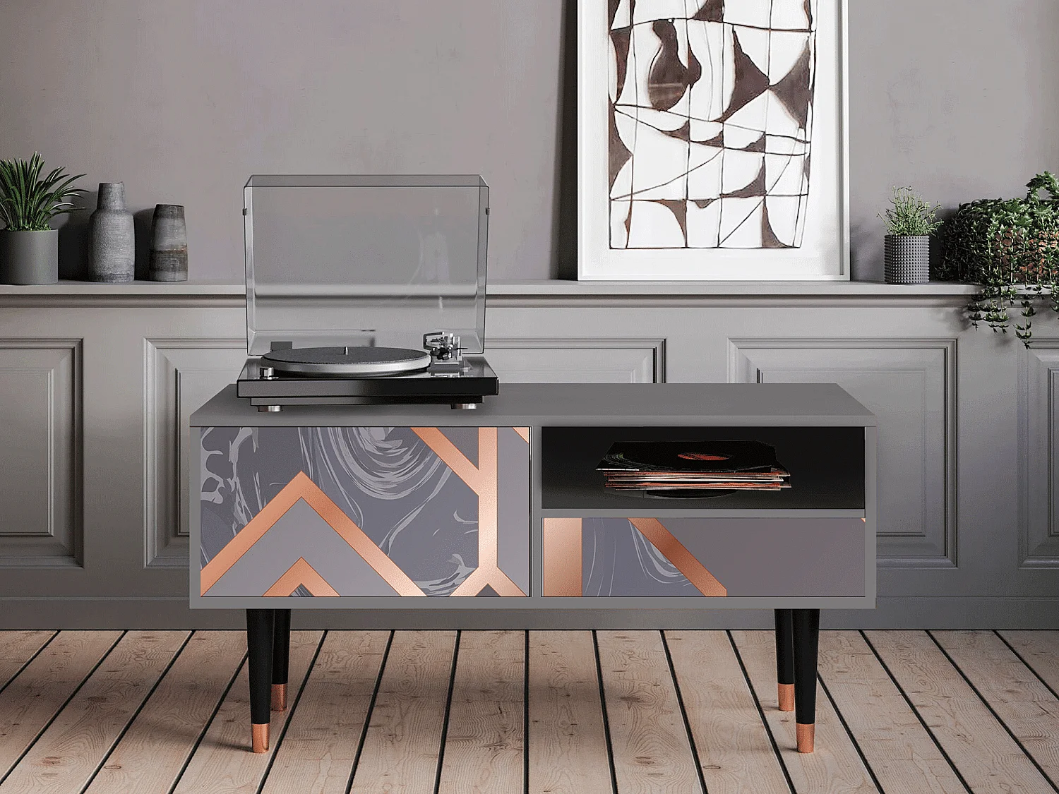 Meuble TV - 115х59х48 cm - T3 - Taupe Anatomy, Gris