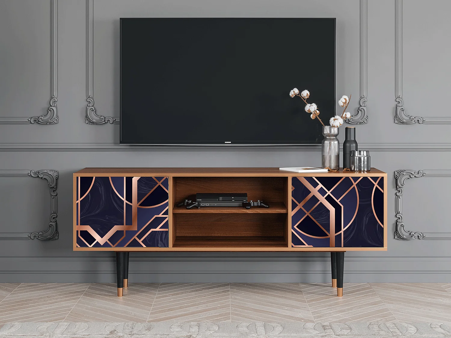 Szafka RTV - 170х69х48 cm - T2 - Purple Temple, Orzech