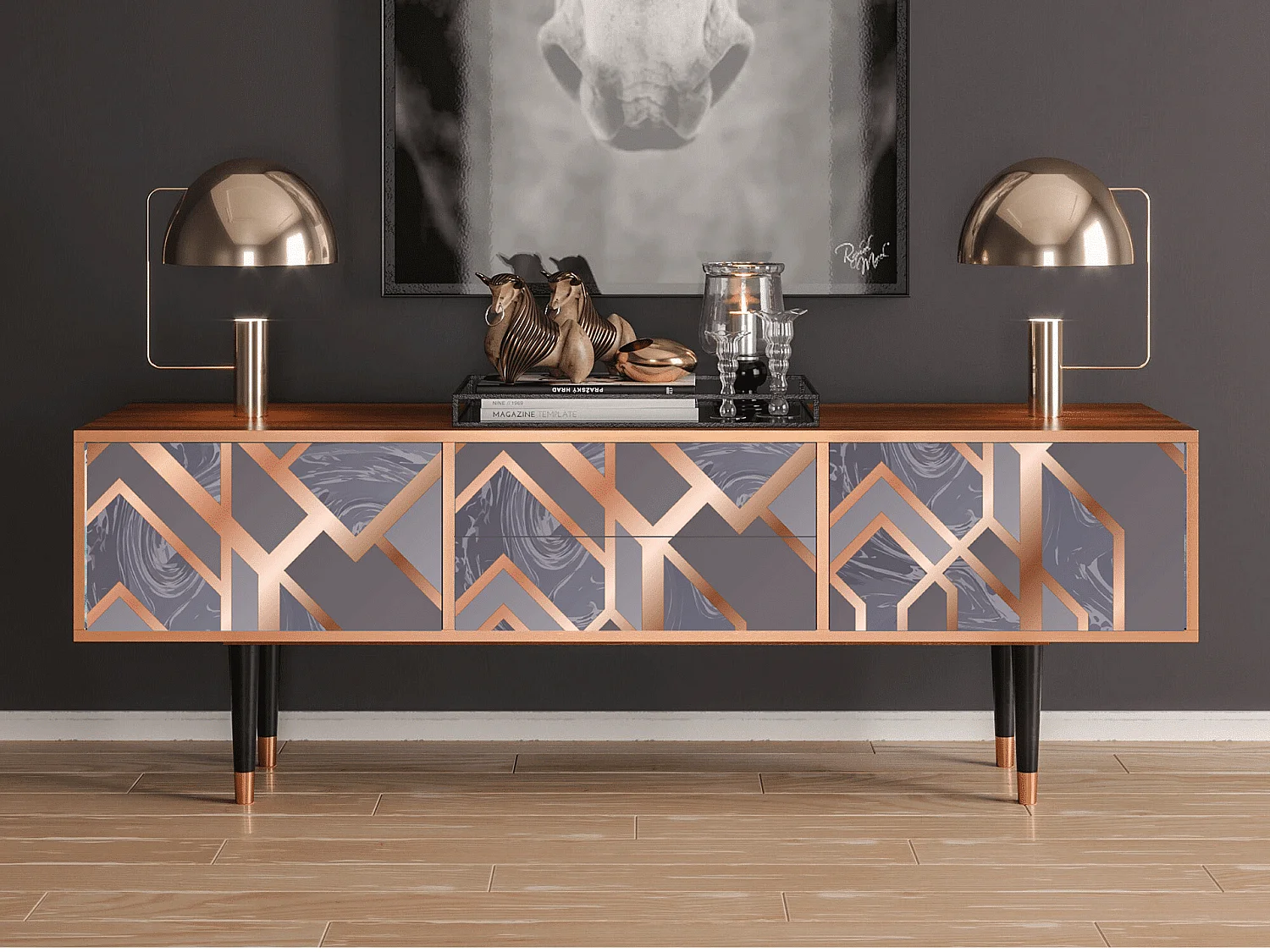 TV-Möbel - 170х59х48 cm - T4 - Taupe Anatomy, Walnuss