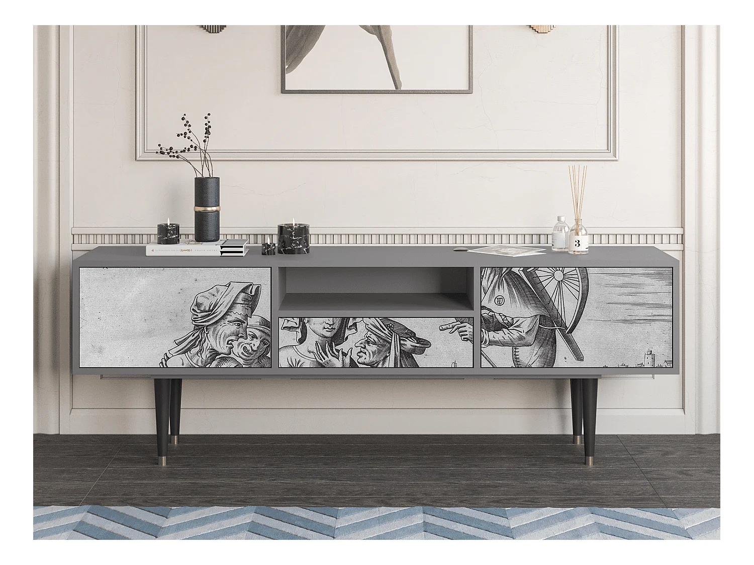 Meuble TV - 170х59х41 cm - T6 - Blau Schuyte, Gris