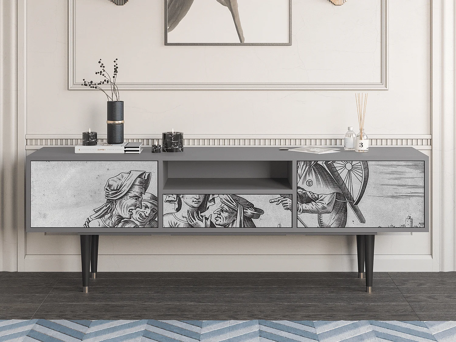 Meuble TV - 170х59х41 cm - T6 - Blau Schuyte, Gris