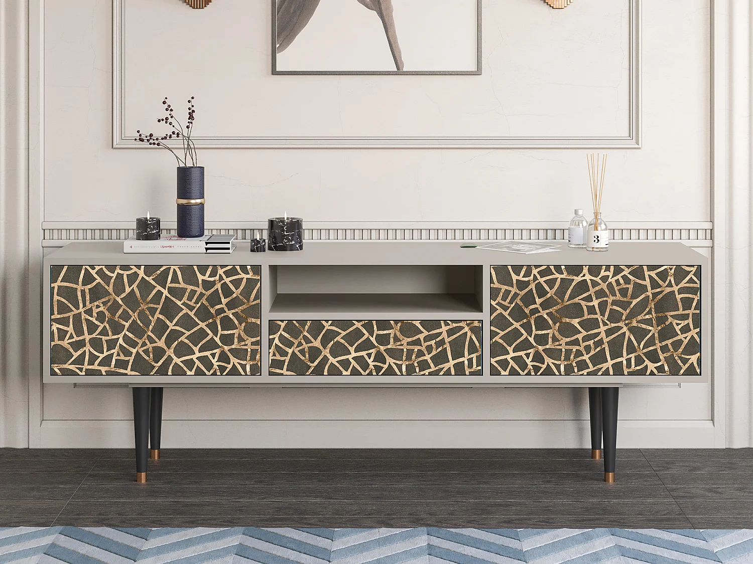 Meuble TV - 170х59х41 cm - T6 - Enlarged Leaf, Sable