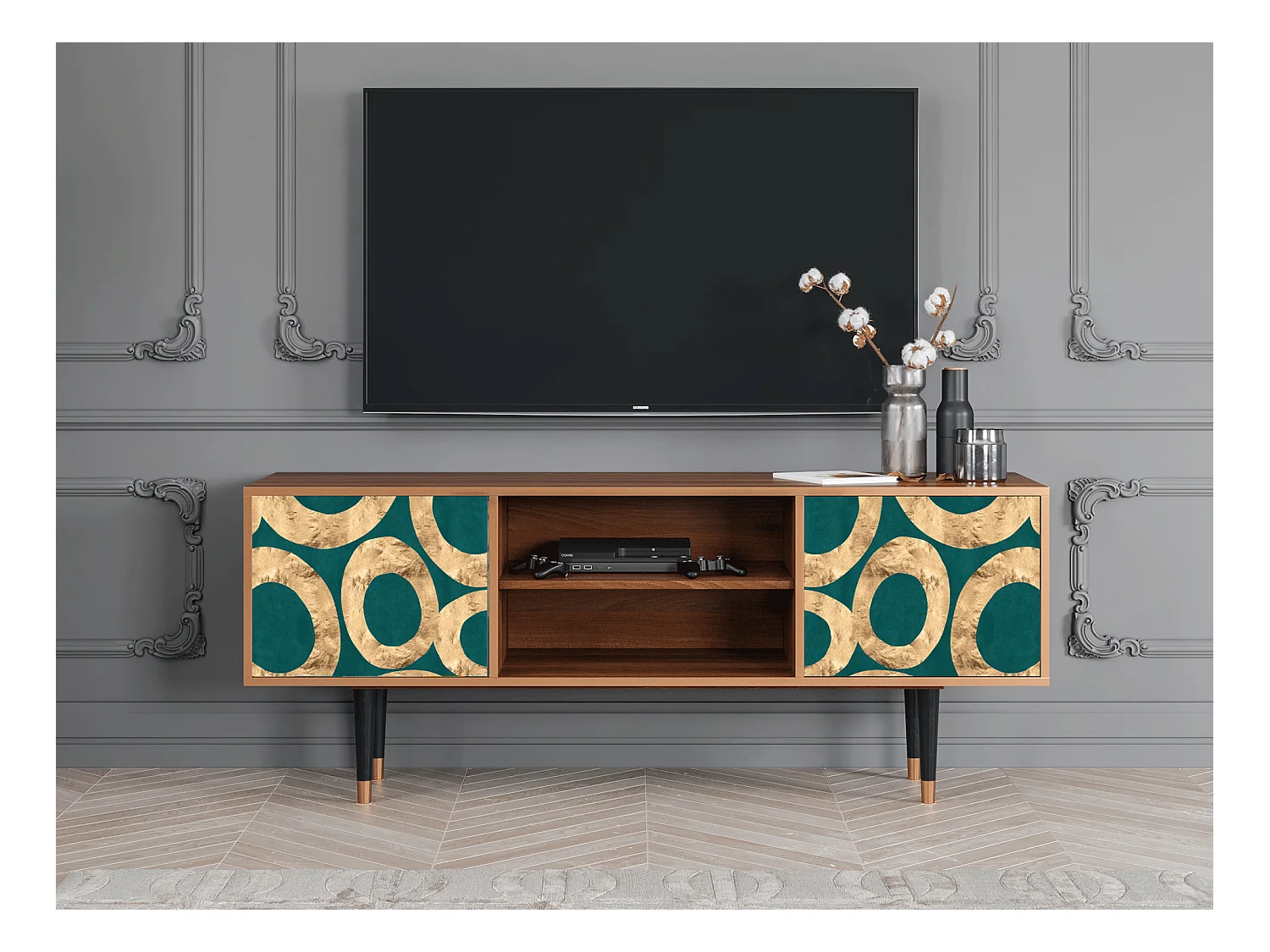 Meuble TV - 170х69х48 cm - T2 - Zircon Sphere, Noyer