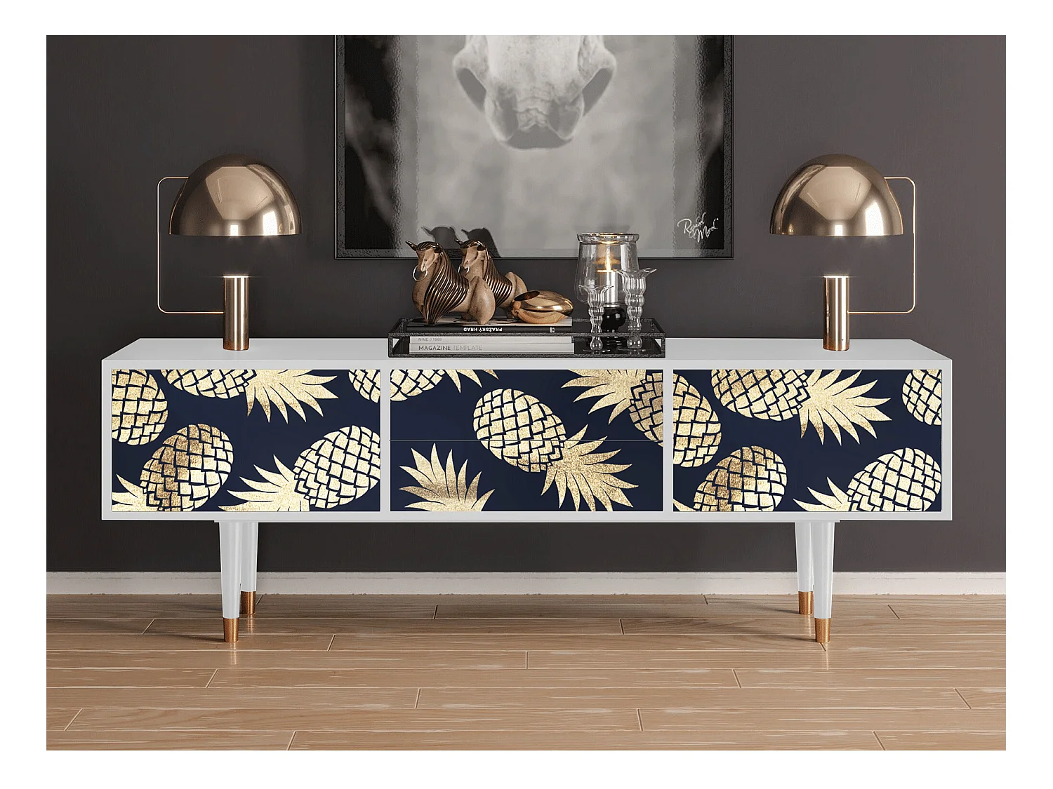 Meuble TV - 170х59х48 cm - T4 - Sunny Pineaple, Blanc