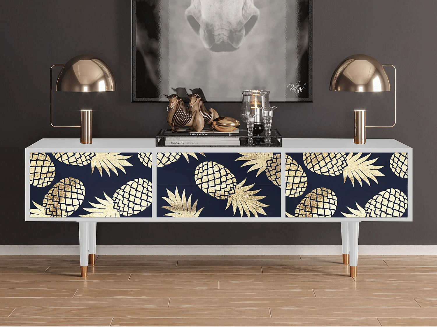 TV-meubel - 170х59х48 cm - T4 - Sunny Pineaple, Wit