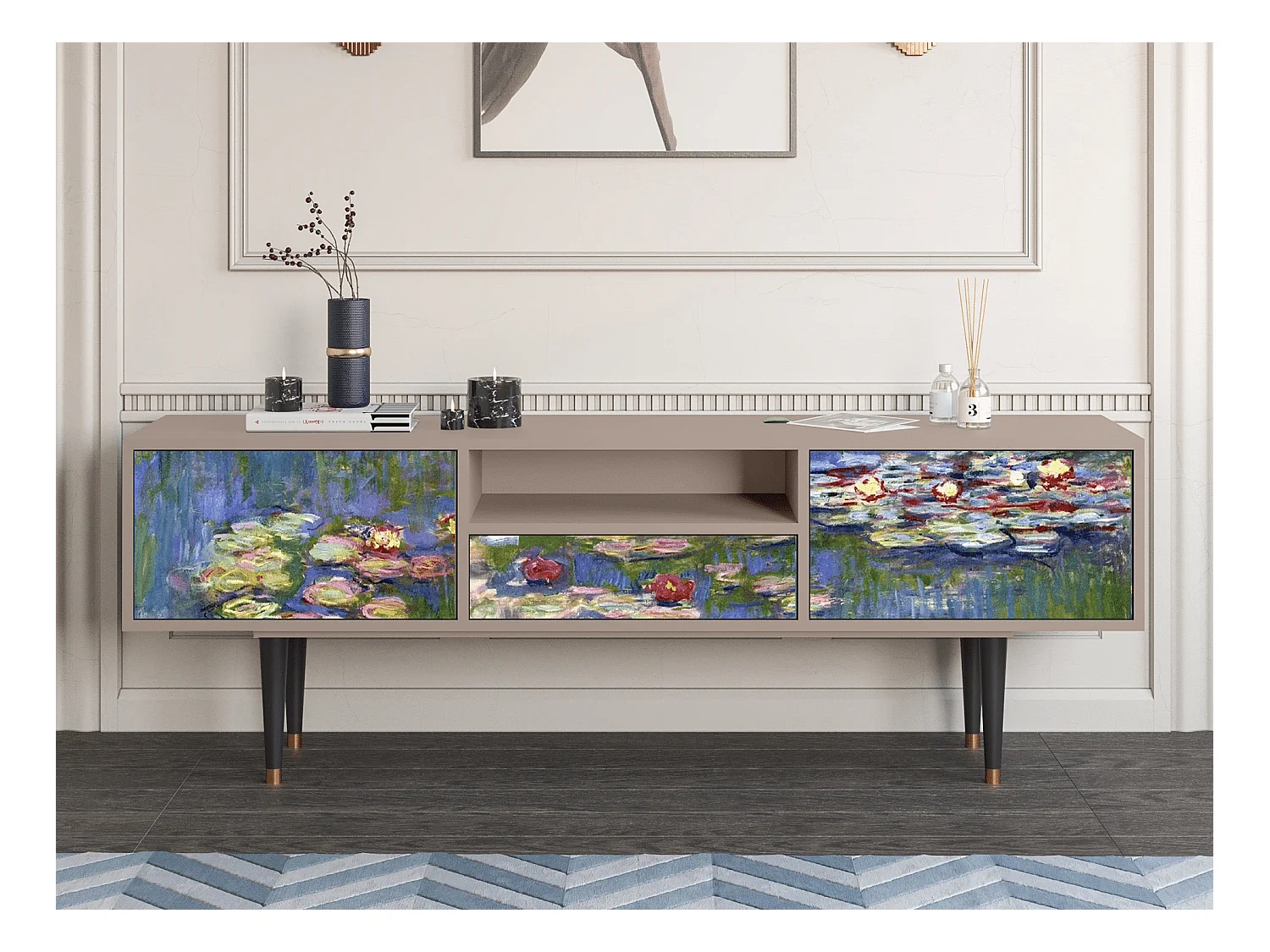 TV-Möbel - 170х59х41 cm - T6 - The water lily pond  , Latte
