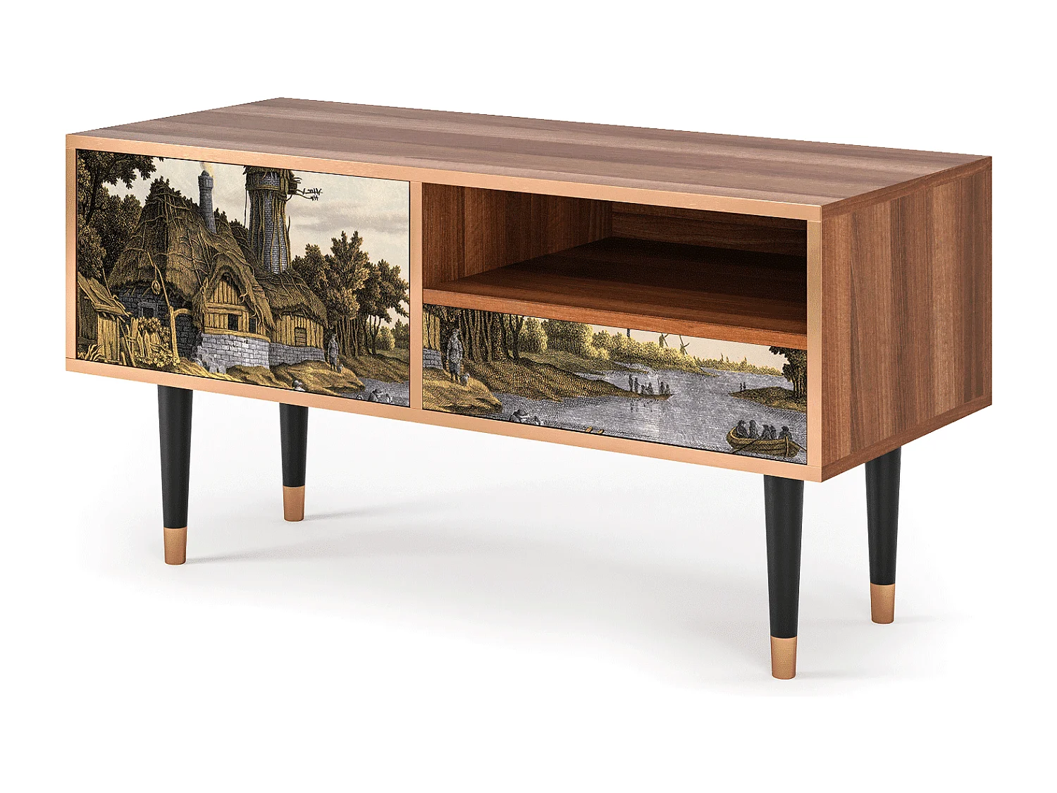 TV-Möbel - 115х59х48 cm - T3 - Mill along a River, Walnuss