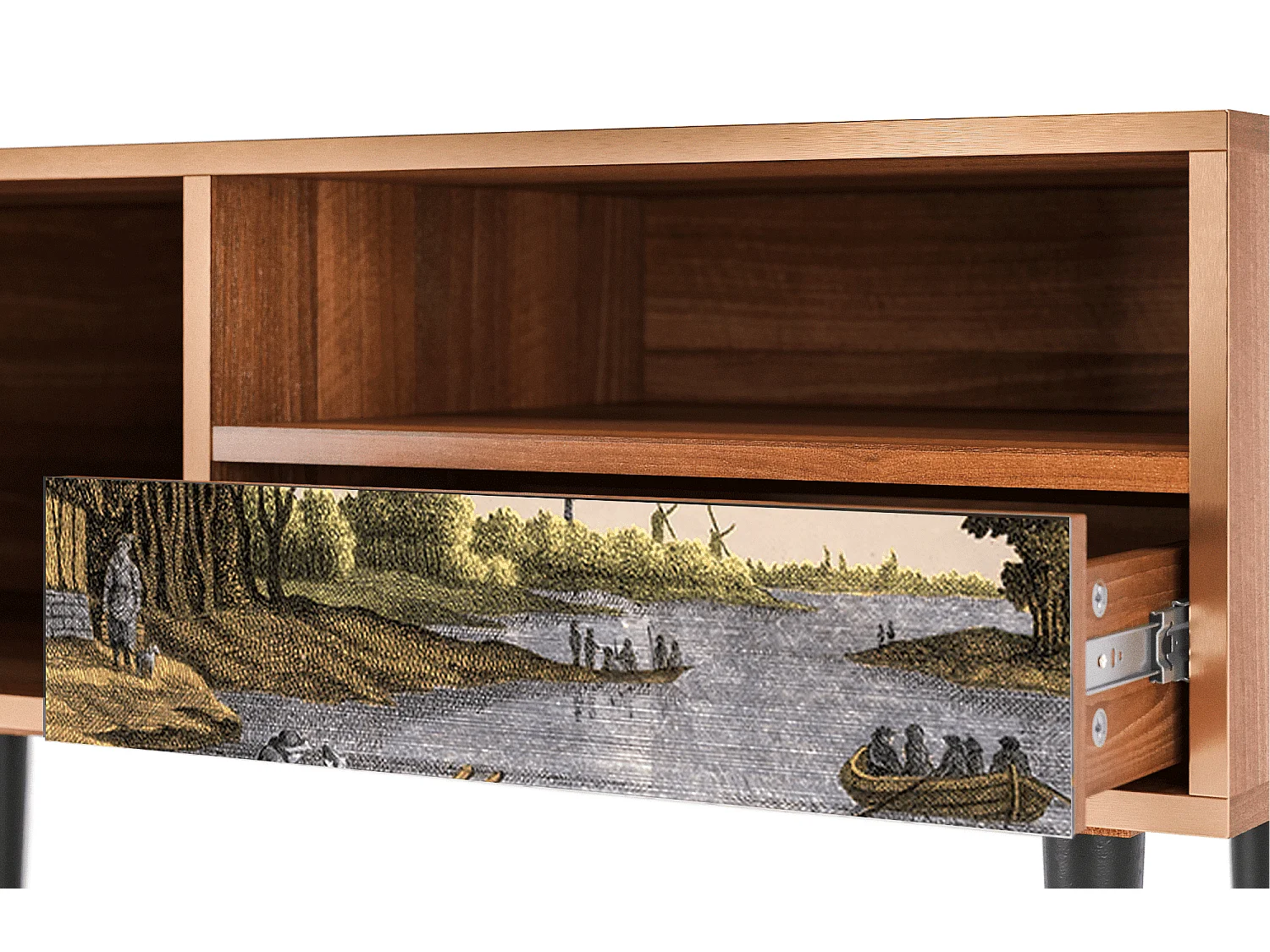 TV-Möbel - 115х59х48 cm - T3 - Mill along a River, Walnuss